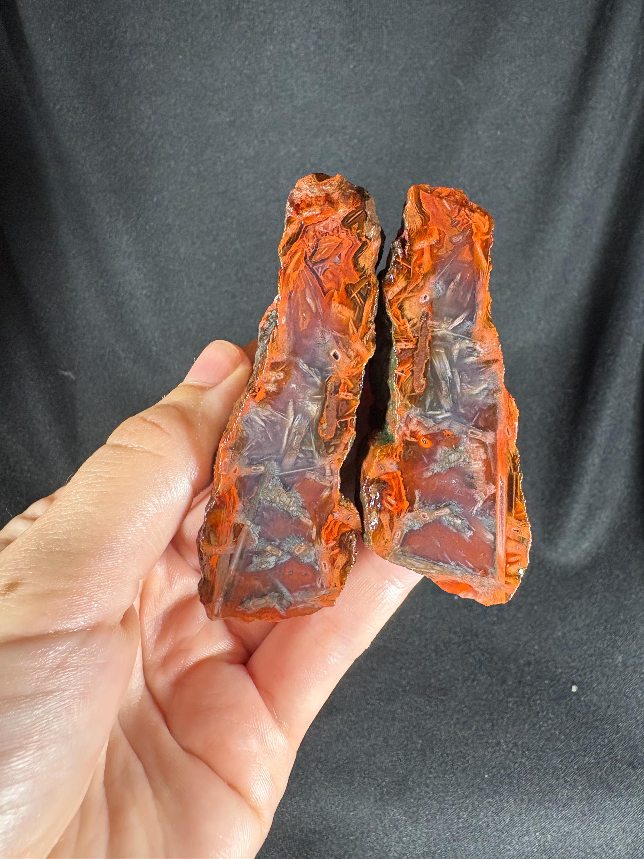 Red Stick Agate Pair - Collector's Specimen
