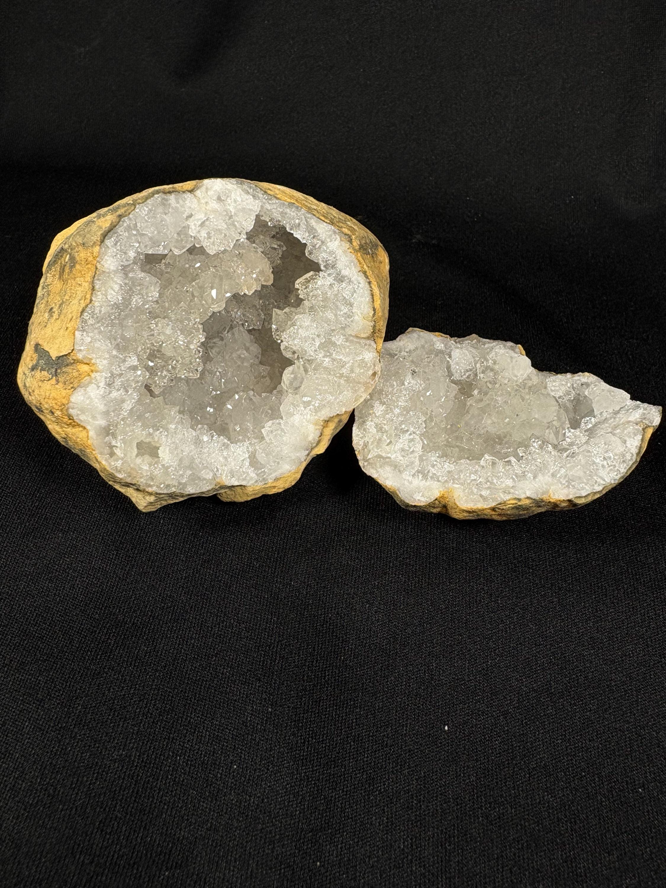 Moroccan Quartz Geode Pair - Raw Natural Spiritual Transformation Stone