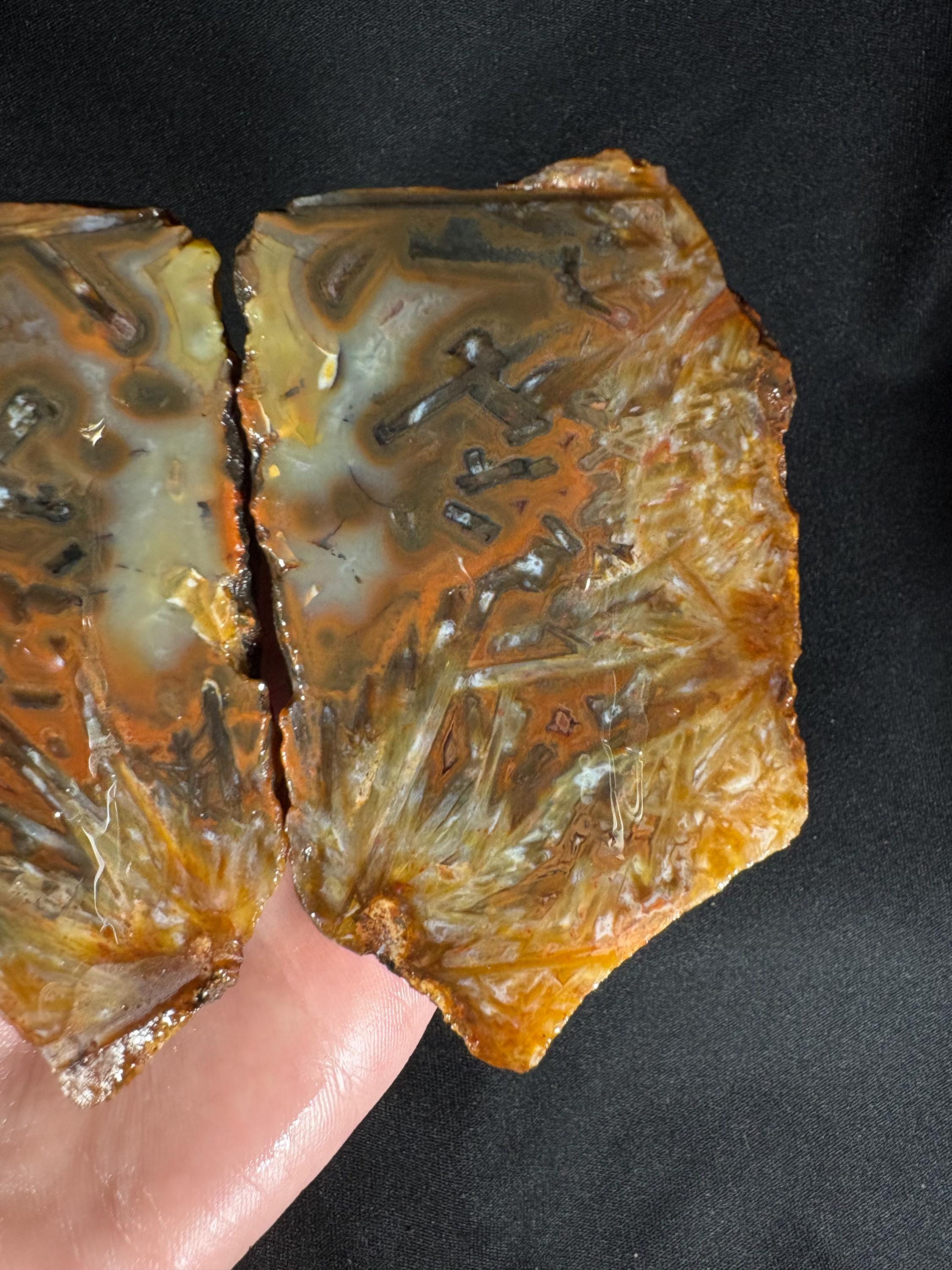 Stick Agate Geode Pair