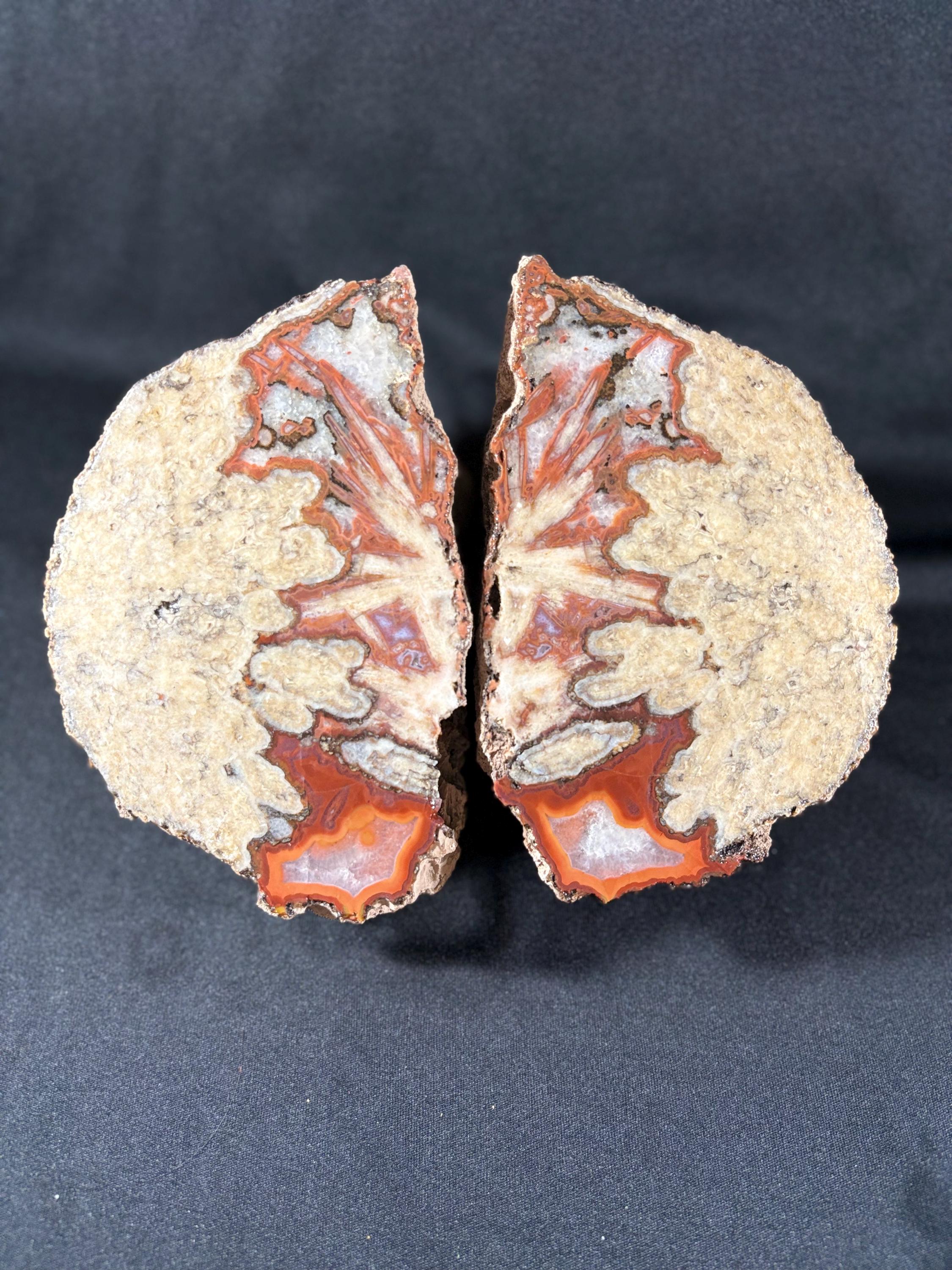 Natural Plume Agate Split Nodule Pair – Raw Untreated Agate