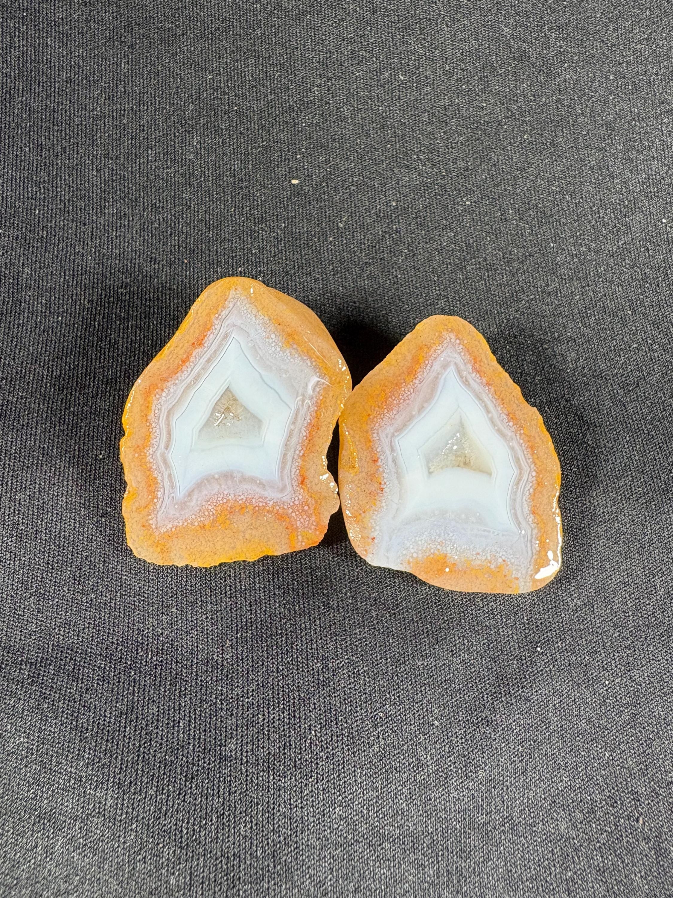 Turkish Fortification Agate Pair - Natural Banded Chalcedony Nodule