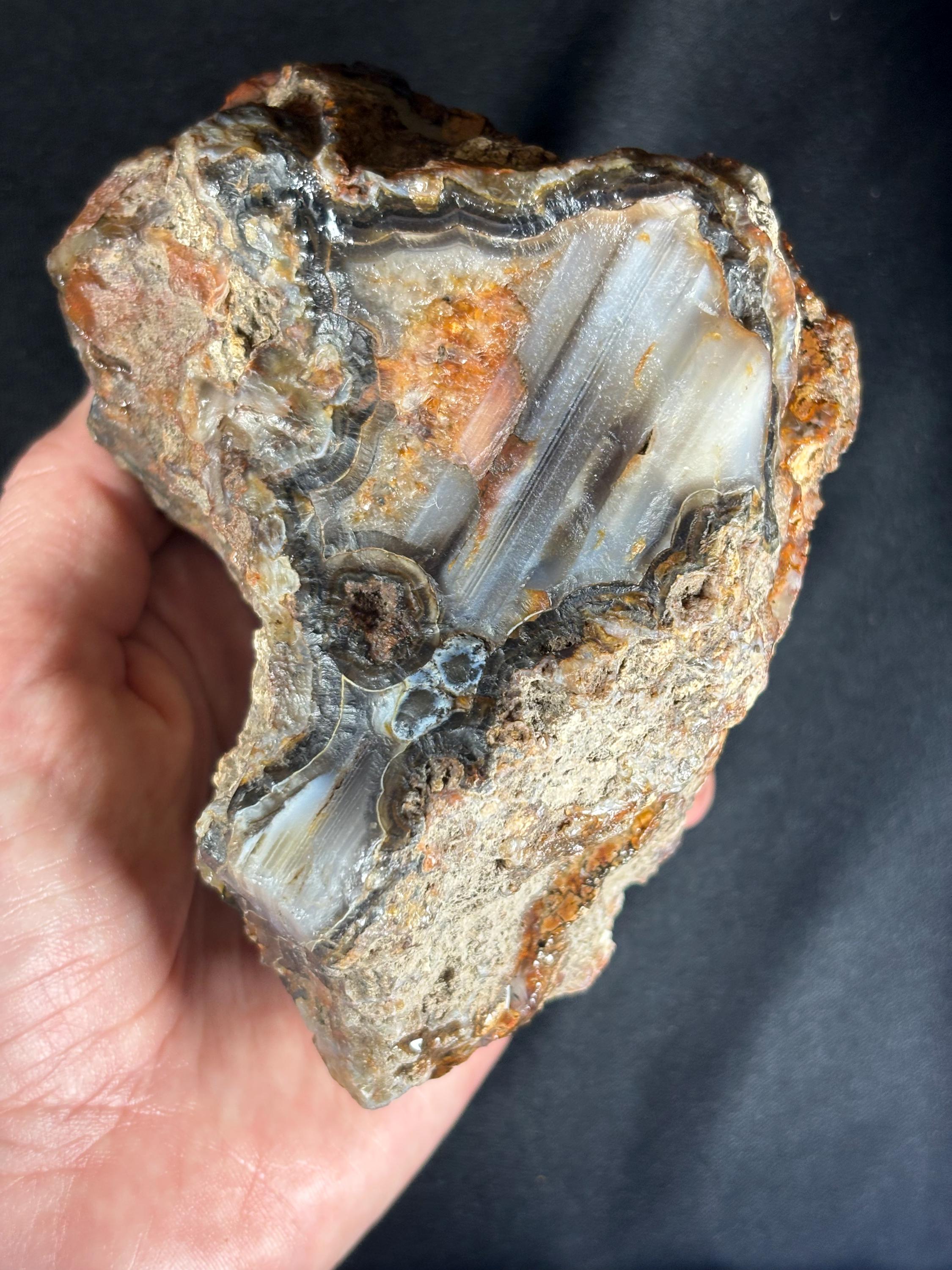 Stick Agate & Plume Geode Pair -  Collector Specimen from Ankara