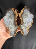 Blue Lace Agate Geode Pair - Raw Icy Blue Chalcedony