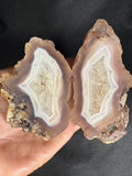 Lavender Agate Geode Pair - Soft Rose Chalcedony