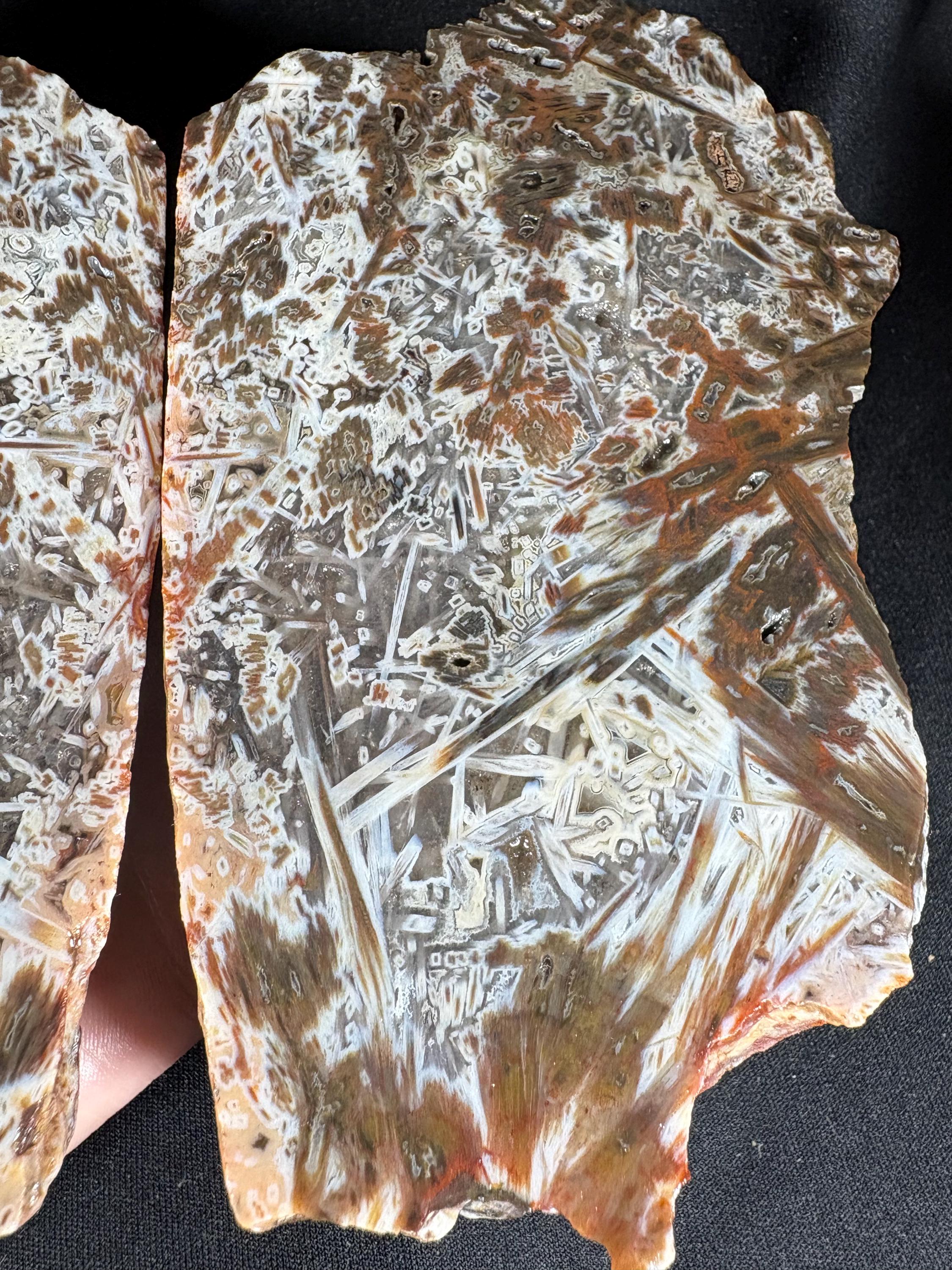 Stick Agate Geode Pair - Raw Needle Lattice