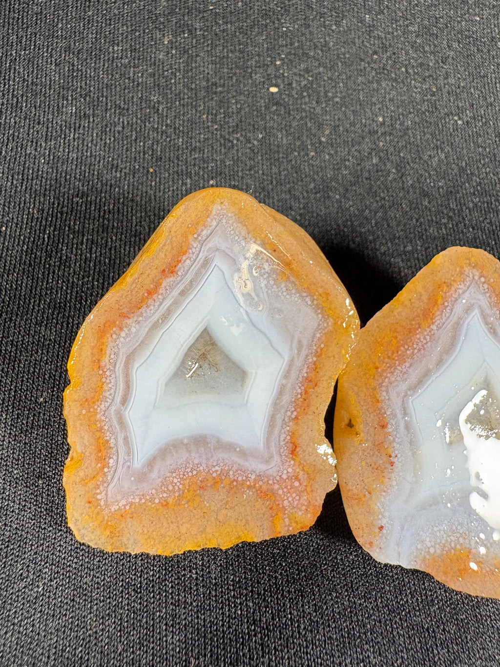 Turkish Fortification Agate Pair - Natural Banded Chalcedony Nodule