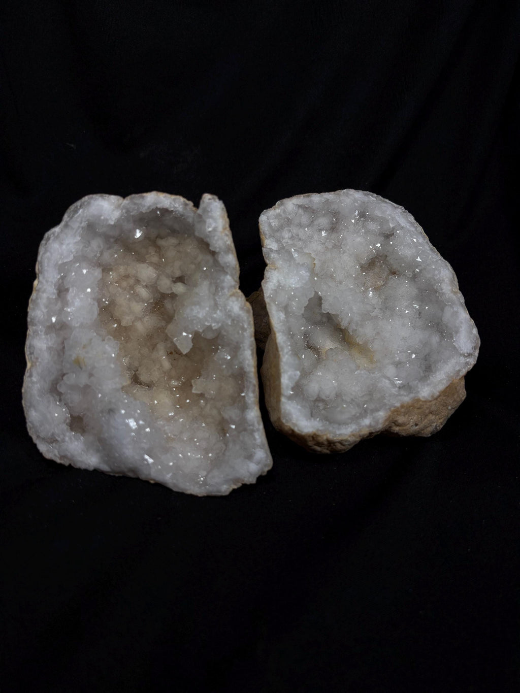 Quartz Geode Pair - Master Healer Crystal Display - Raw Natural Spiritual Transformation Stone