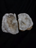 Quartz Geode Pair - Master Healer Crystal Display - Raw Natural Spiritual Transformation Stone