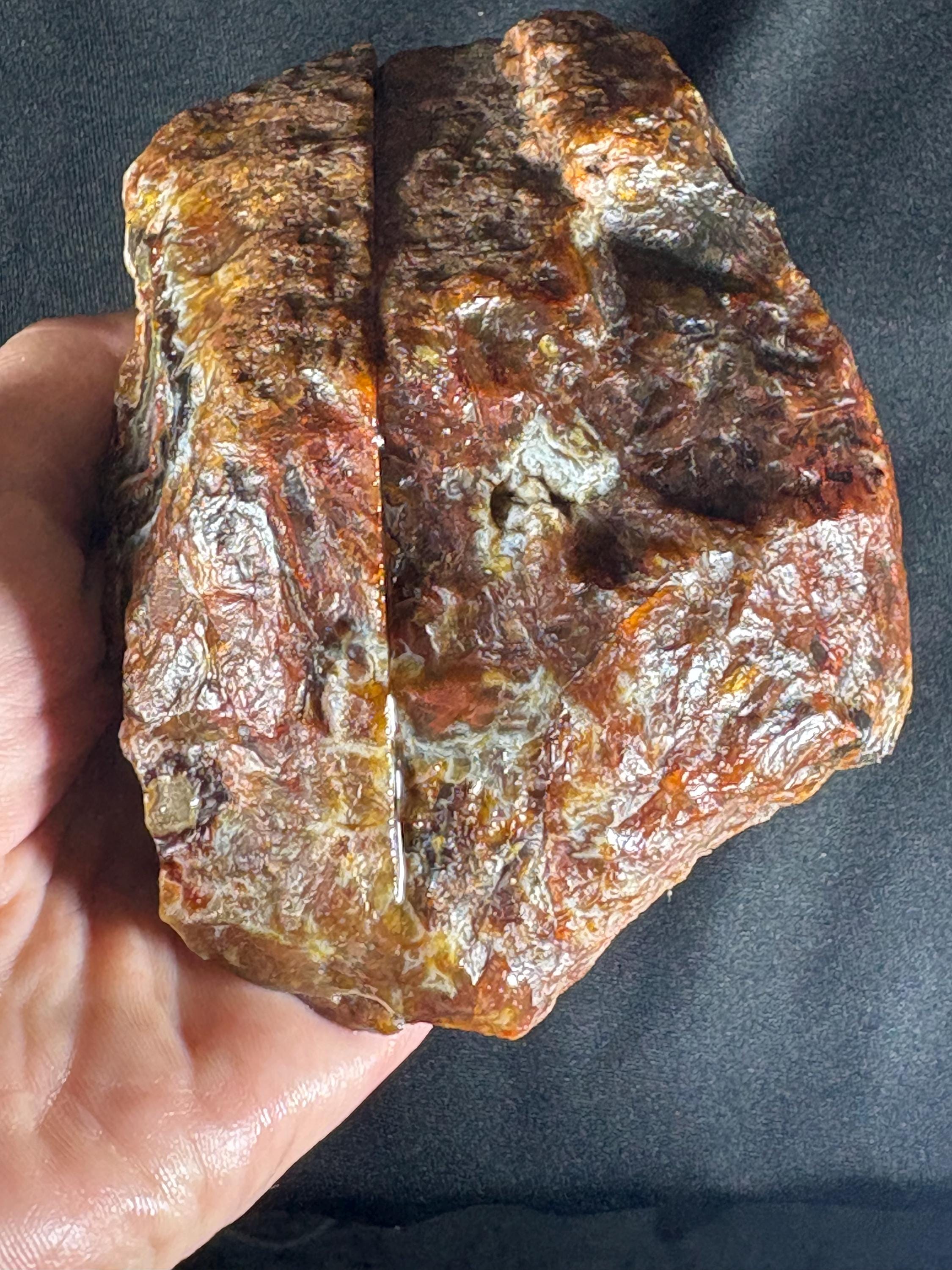 Rare Turkish Stick Agate & Plume Geode Pair