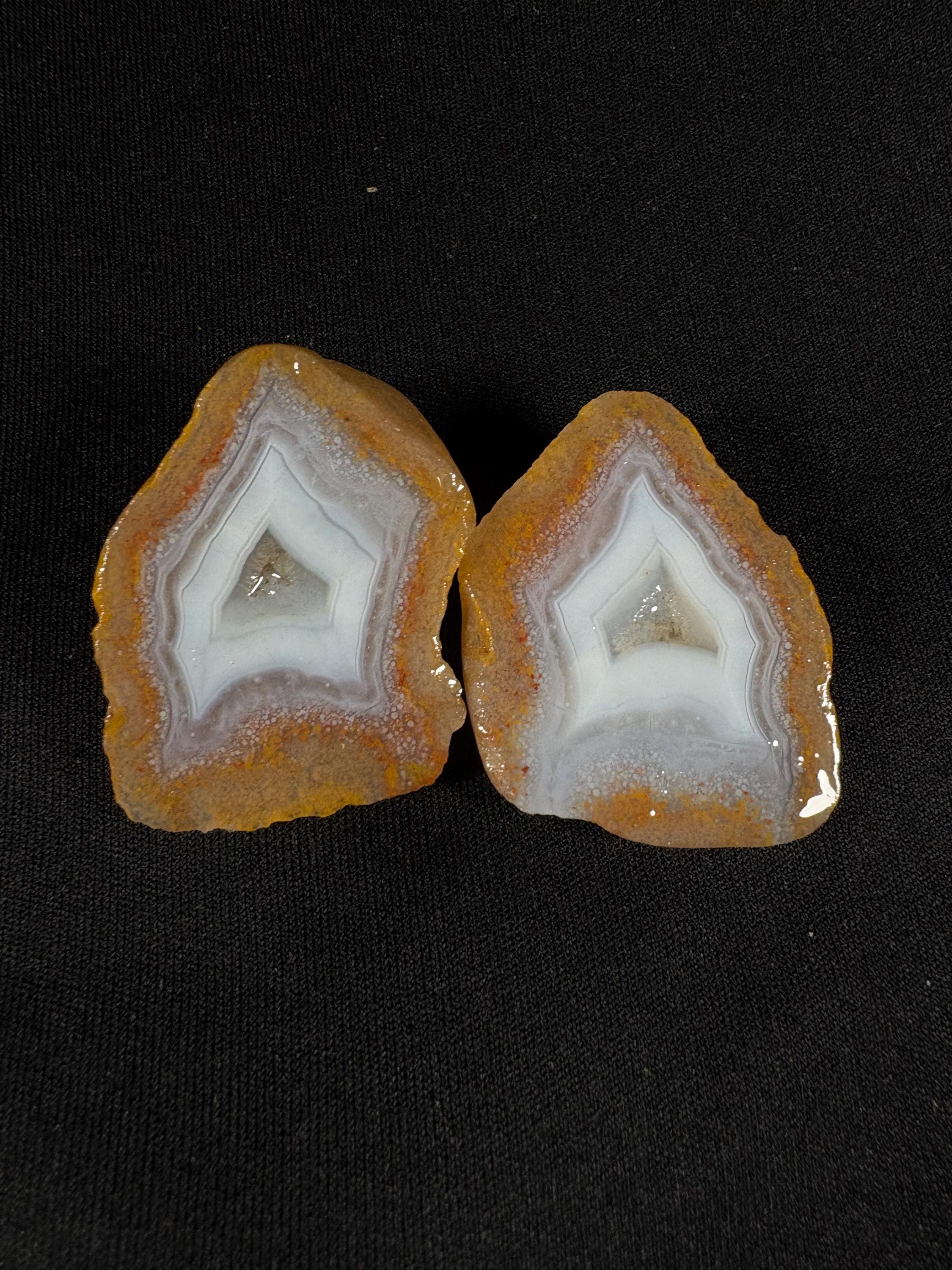 Turkish Fortification Agate Pair - Natural Banded Chalcedony Nodule