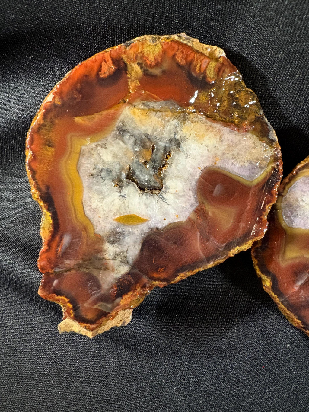 Natural Banded Agate Split Nodule Pair – Raw Untreated Agate with Quartz Core