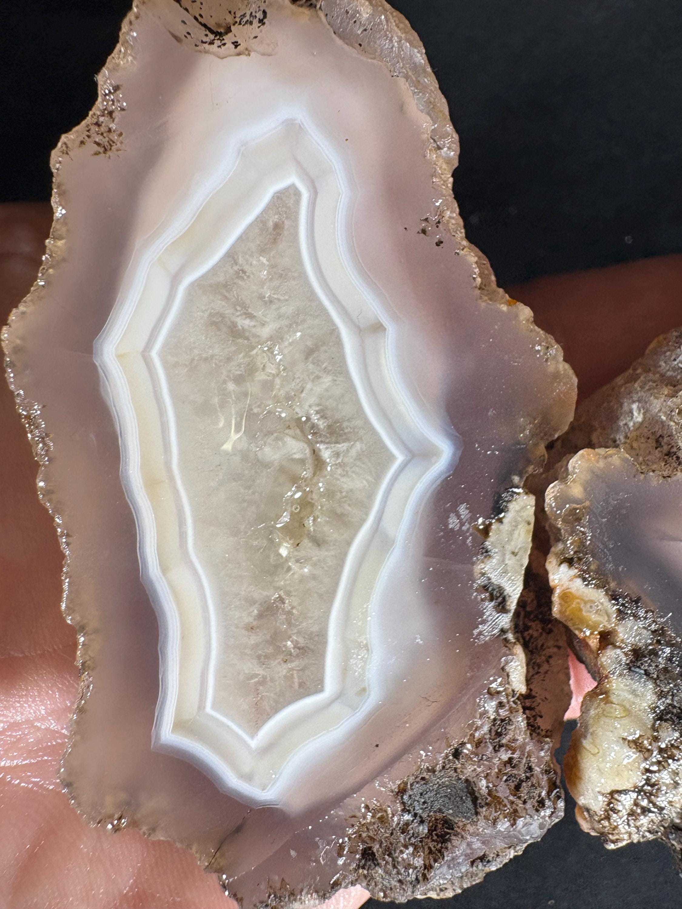 Lavender Agate Geode Pair - Soft Rose Chalcedony