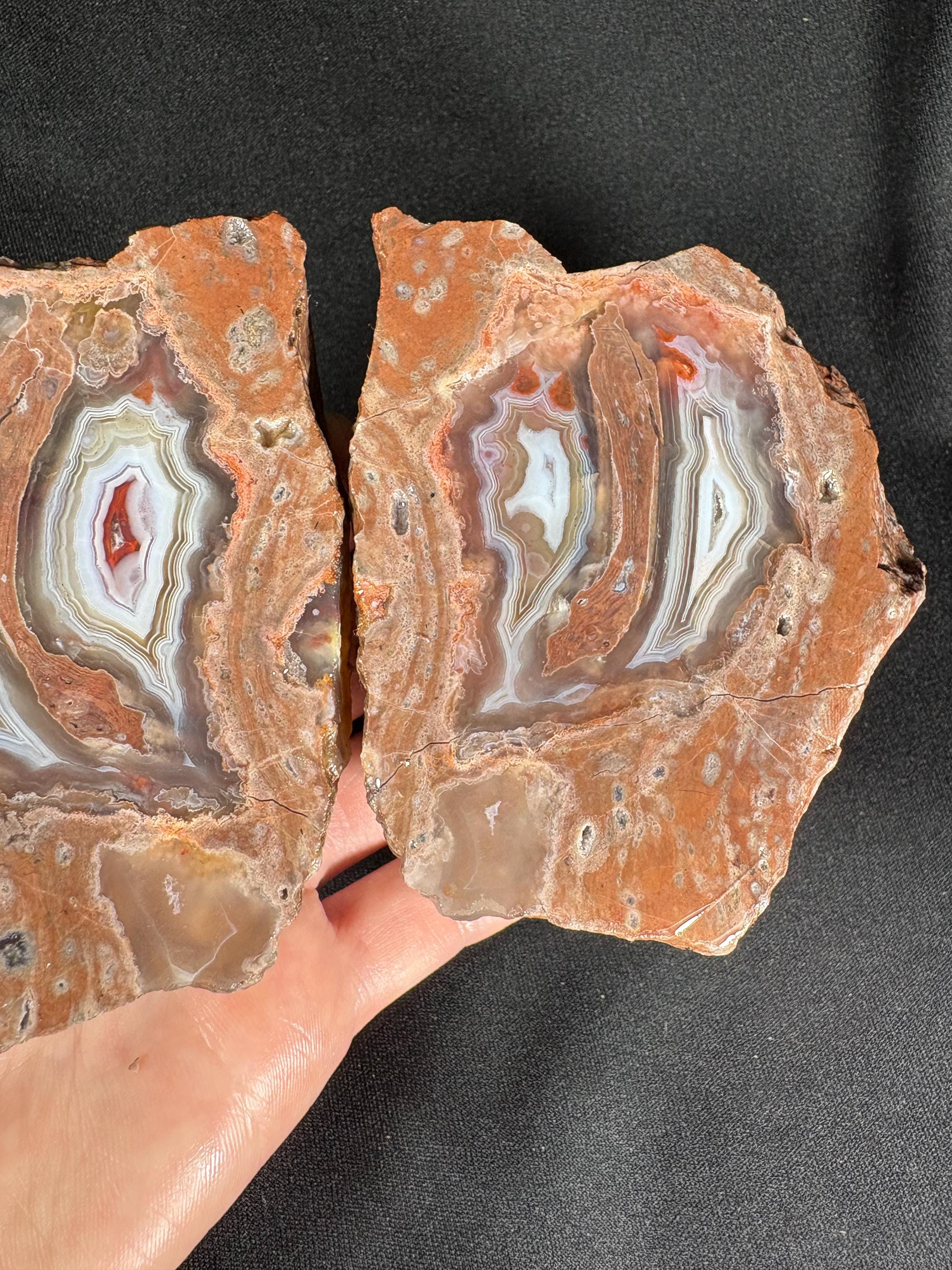Turkish Banded Agate Geode Pair