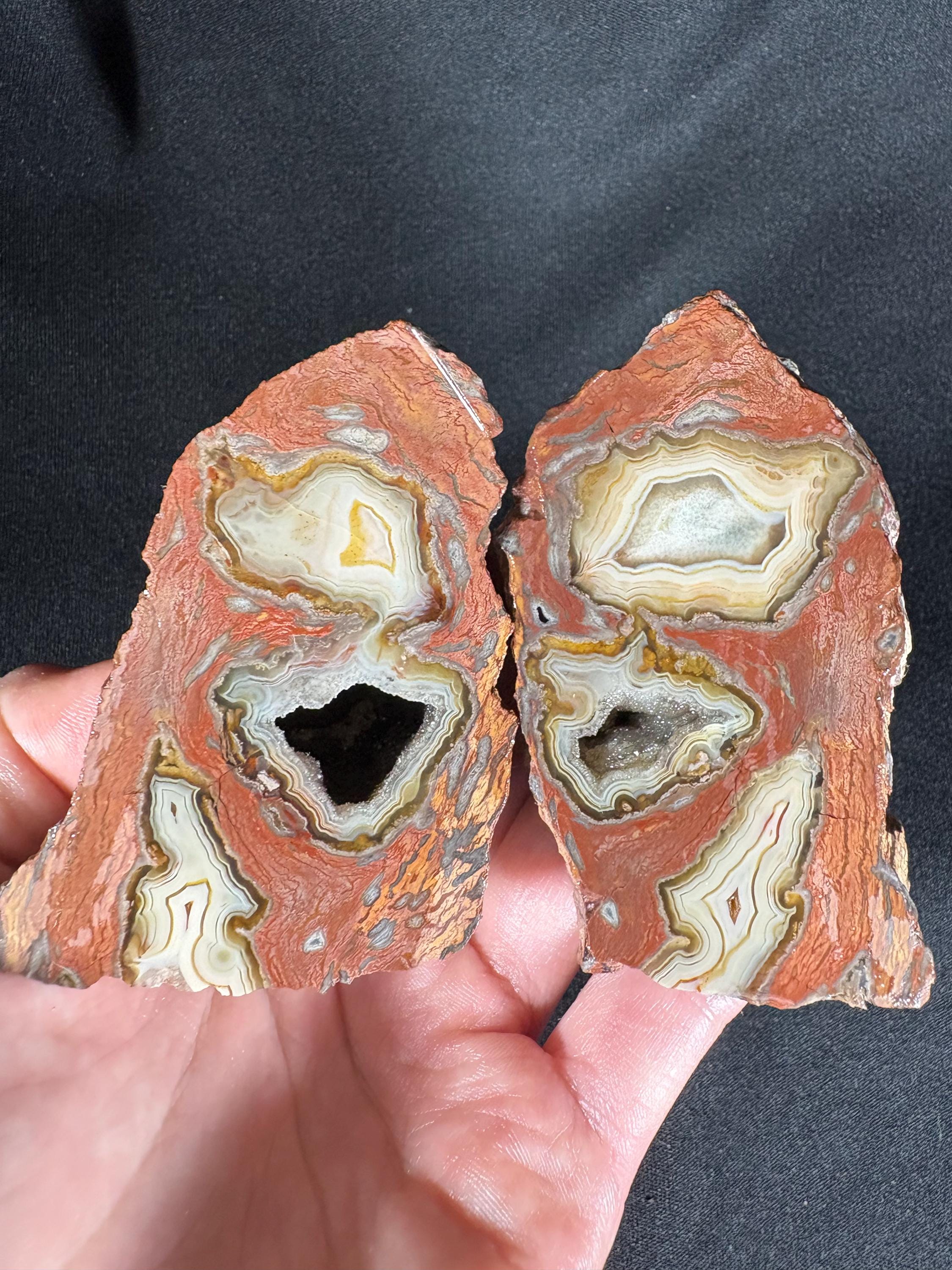 Turkish Triangular Agate Geode Pair - Geometric Fortification
