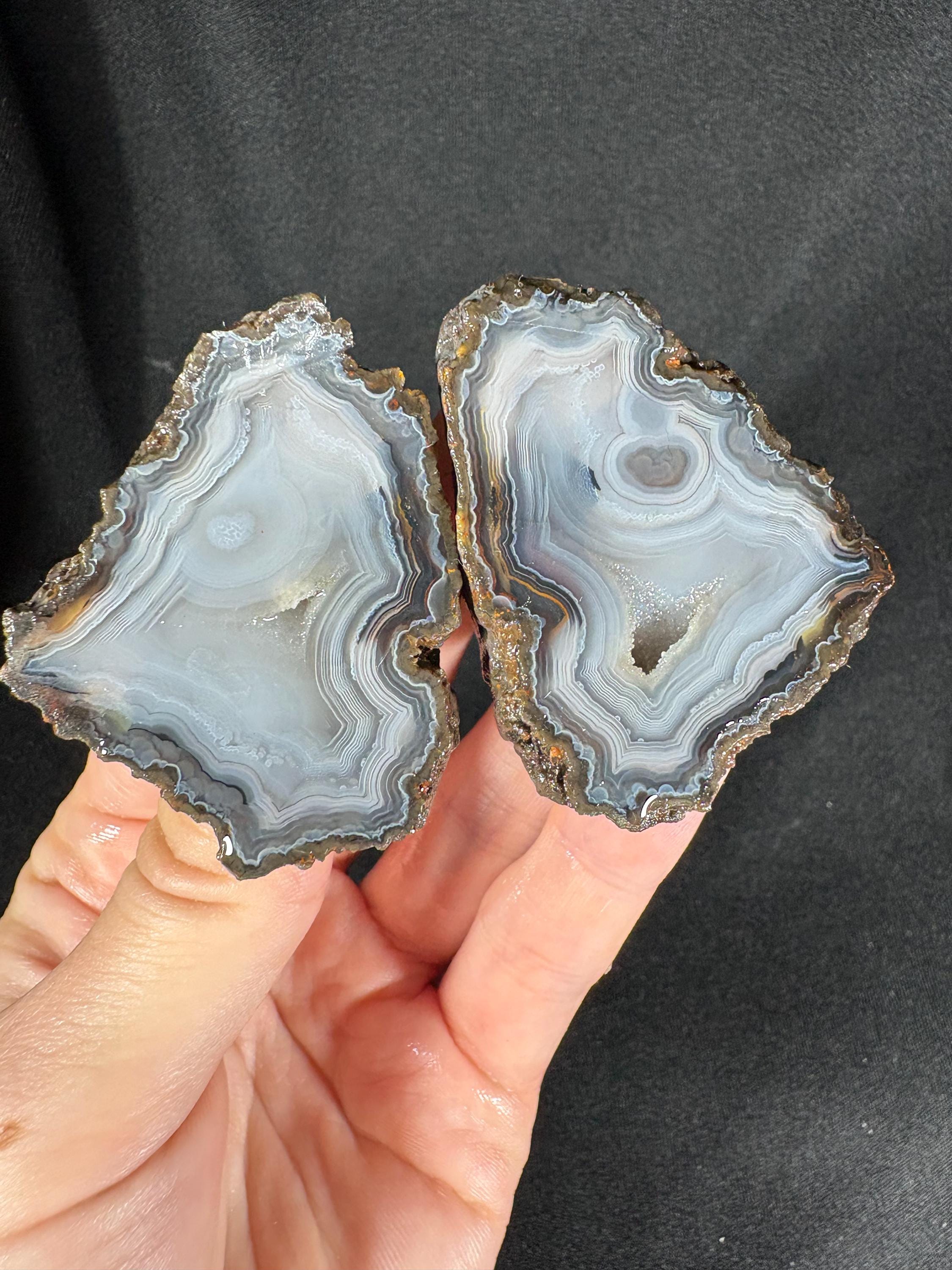 Ankara Blue Ice Agate Pair