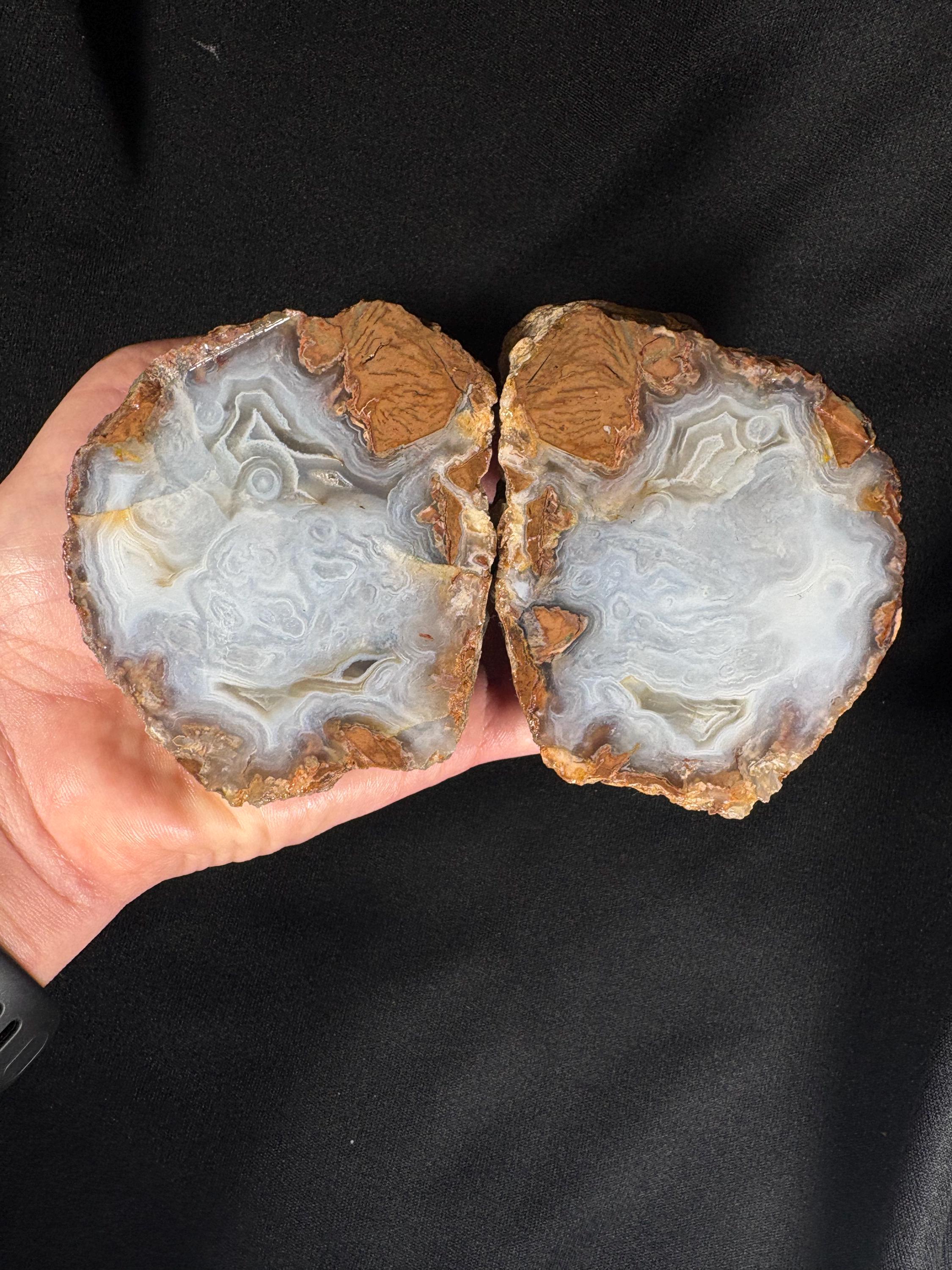 Rare Turkish Fantasy Agate Pair - Star Banded Geode