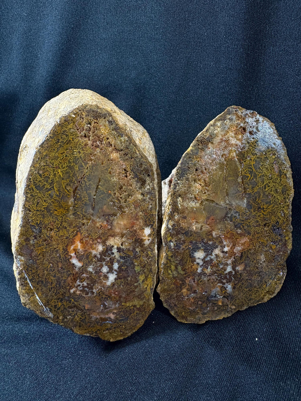 Natural Moss Agate Split Nodule Pair