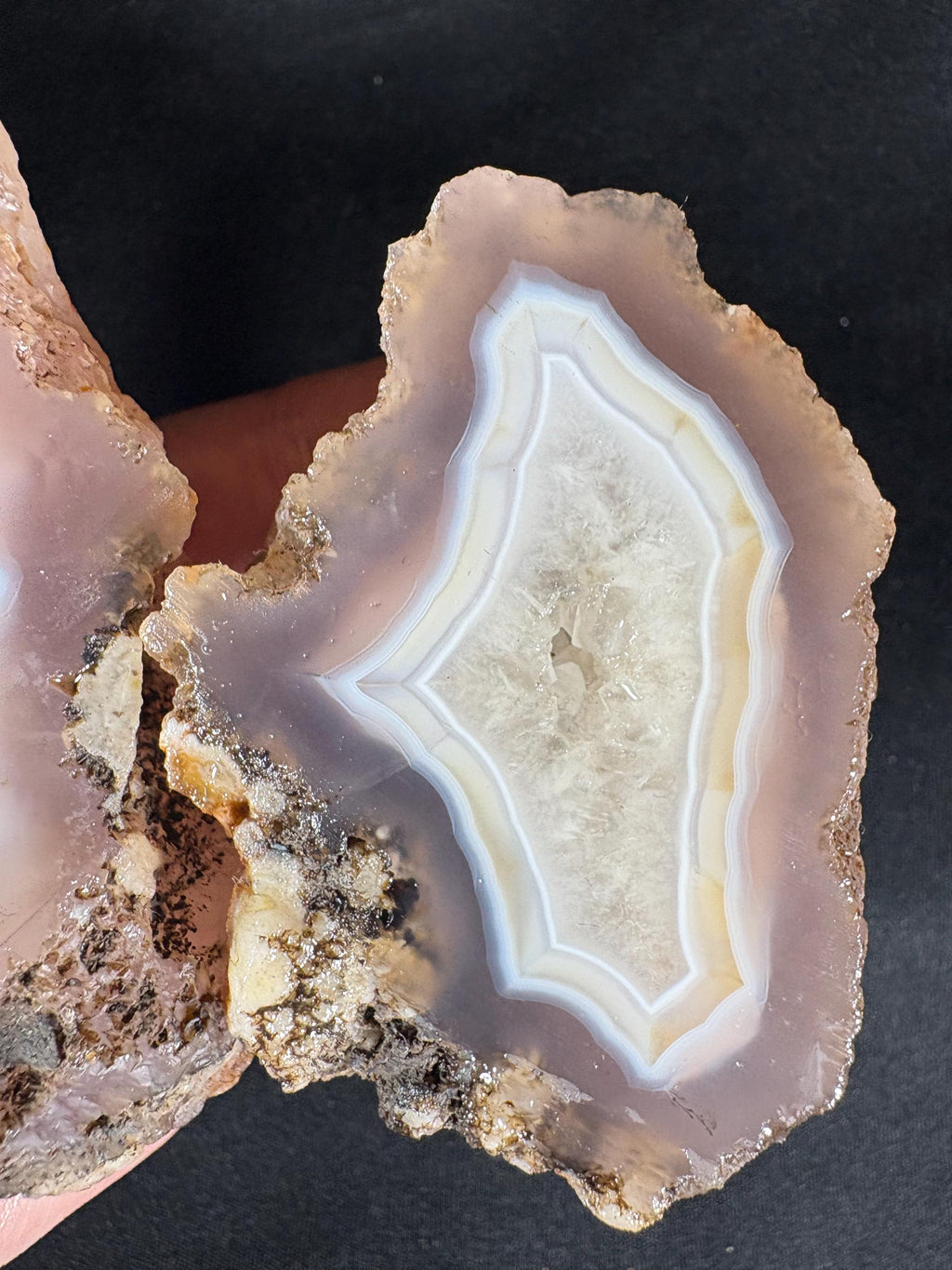 Lavender Agate Geode Pair - Soft Rose Chalcedony
