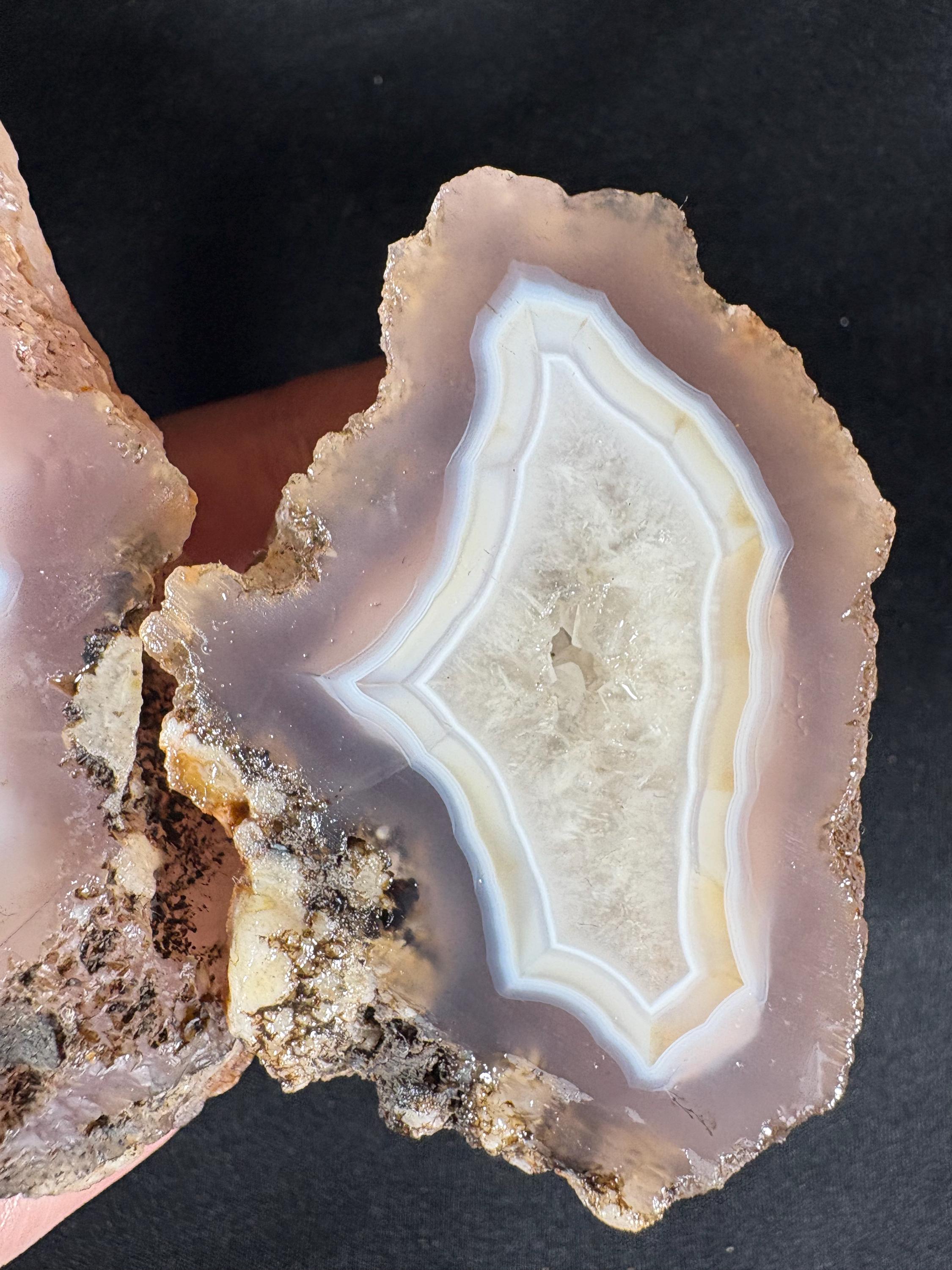 Lavender Agate Geode Pair - Soft Rose Chalcedony