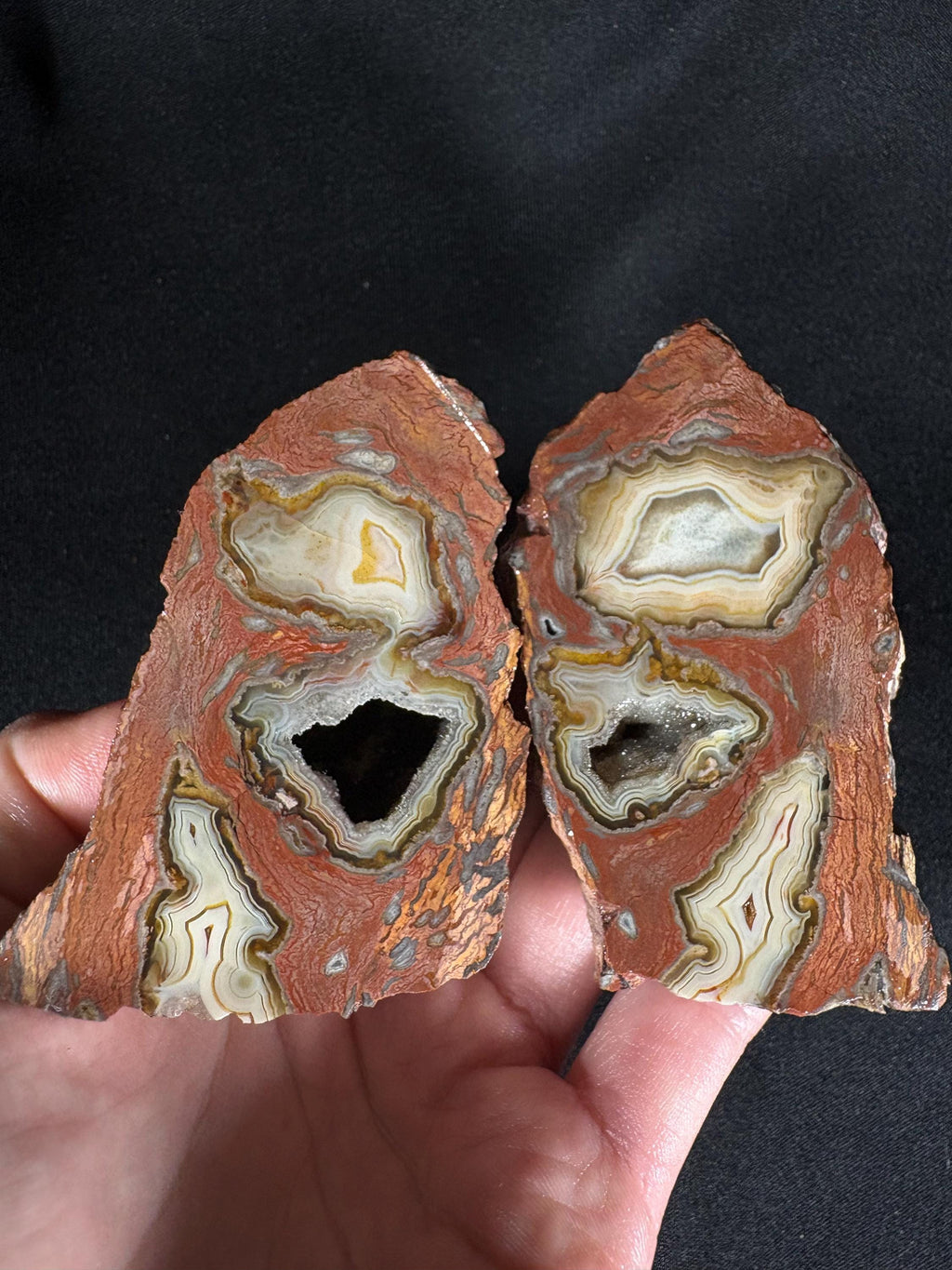 Turkish Triangular Agate Geode Pair - Geometric Fortification