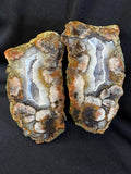 Natural Seam Agate Split Pair with Quartz Druzy