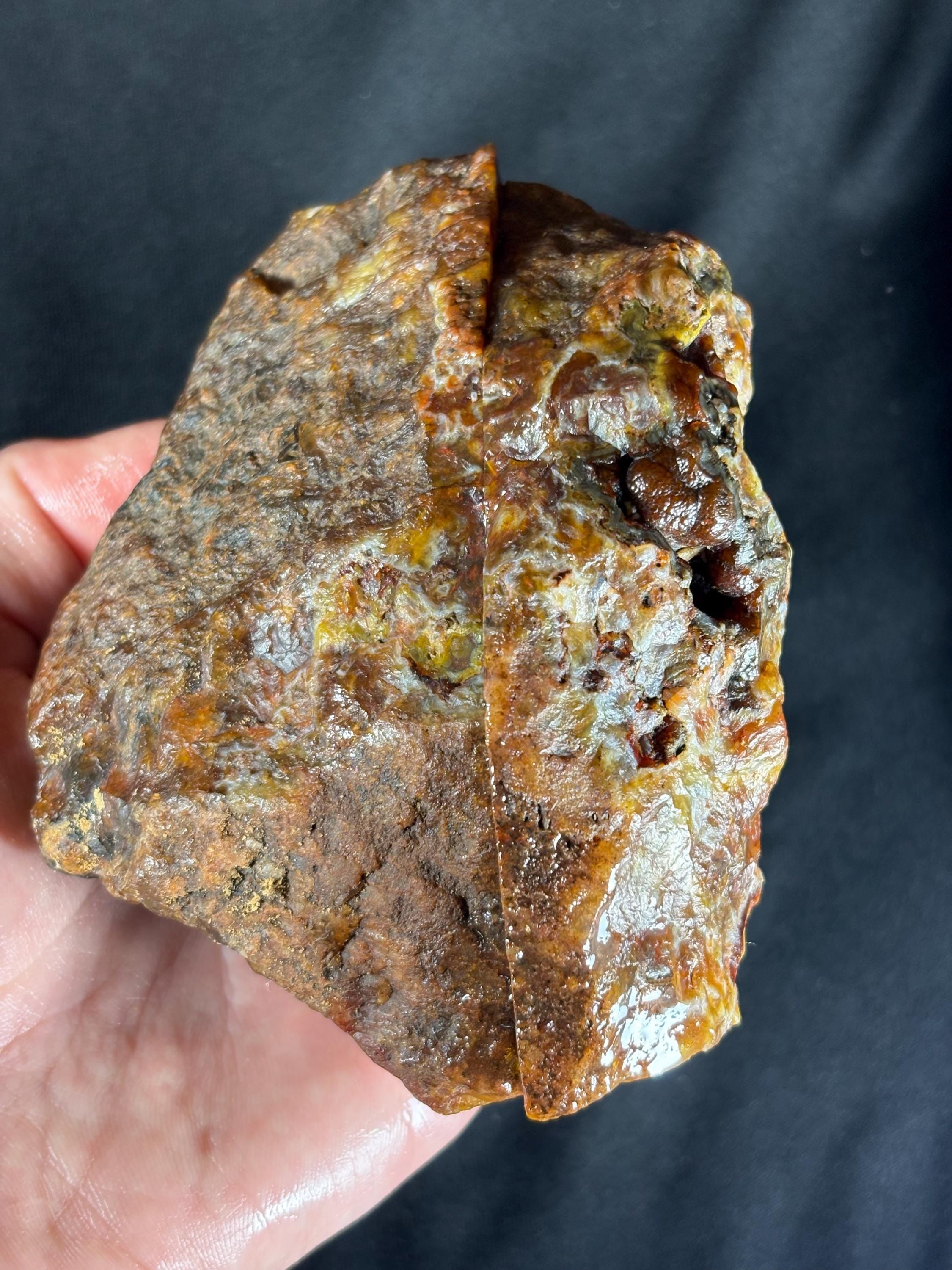 Rare Turkish Stick Agate & Plume Geode Pair