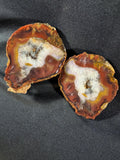 Natural Banded Agate Split Nodule Pair – Raw Untreated Agate with Quartz Core