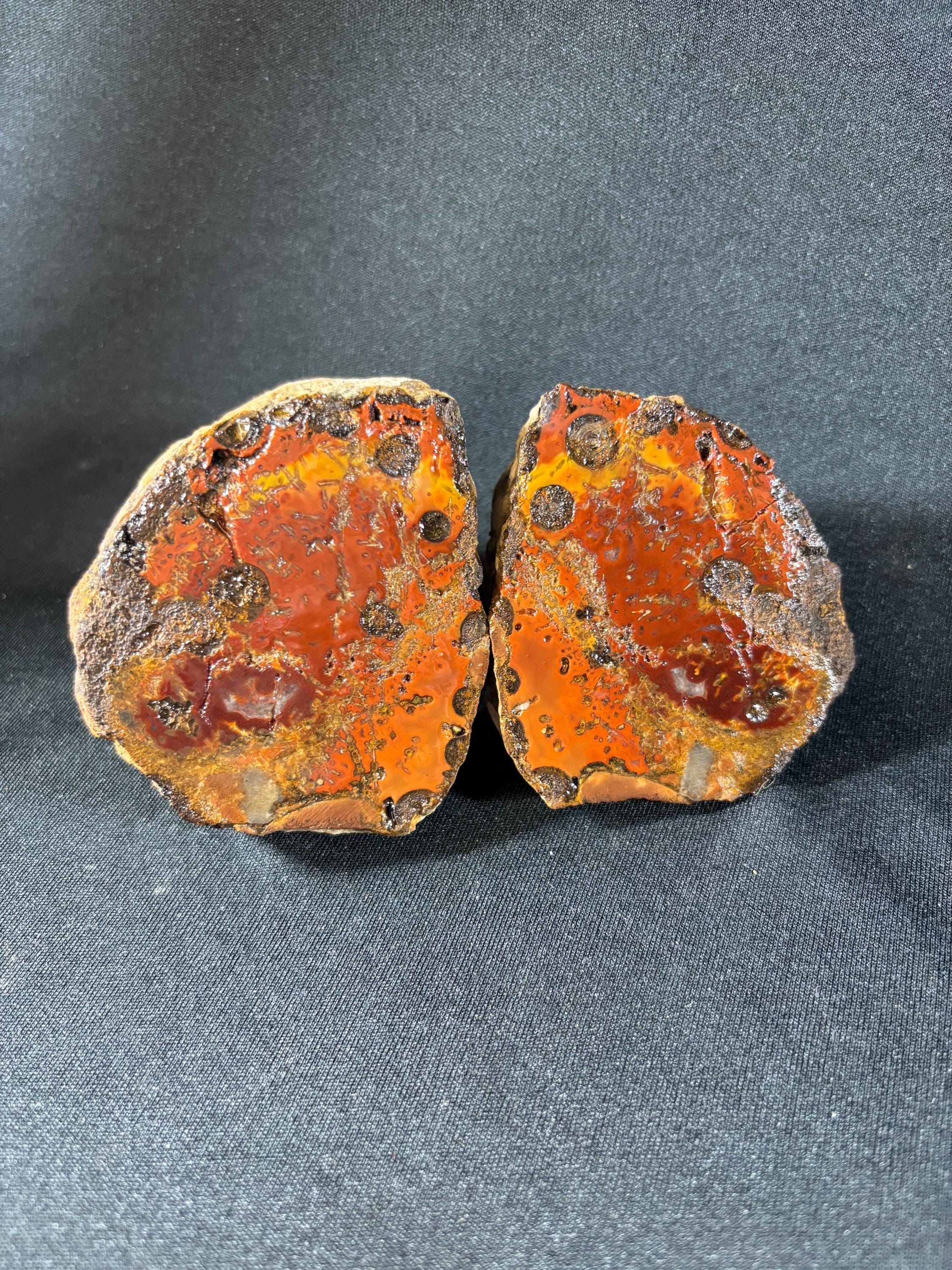 Raw Orbicular Agate Pair - Black Sea Volcanic Stone