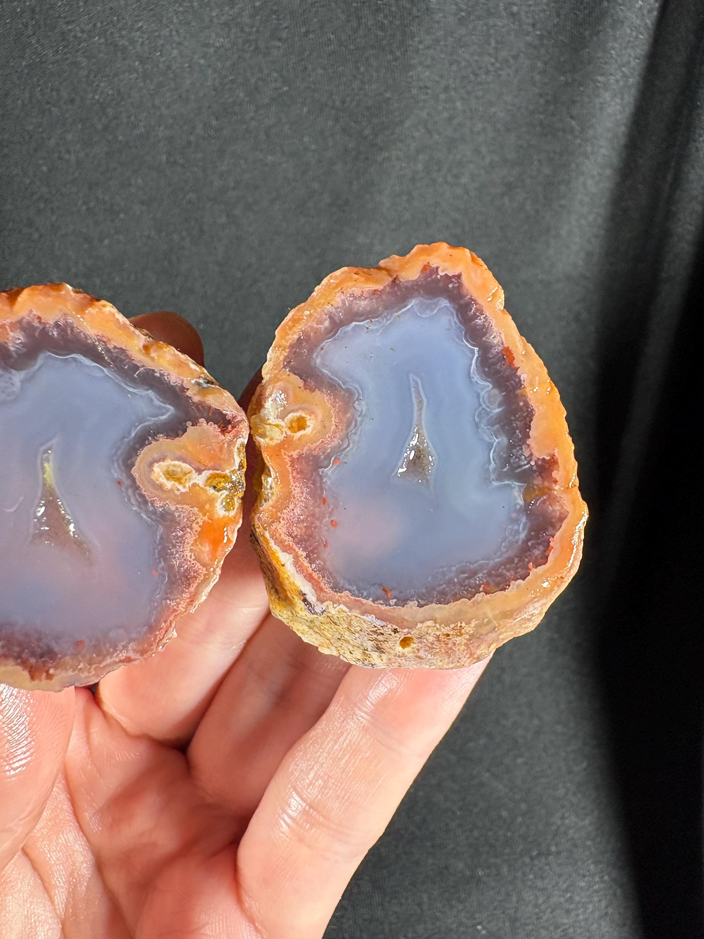 Turkish Blue Chalcedony Pair – Solid "Blue Jelly" Agate