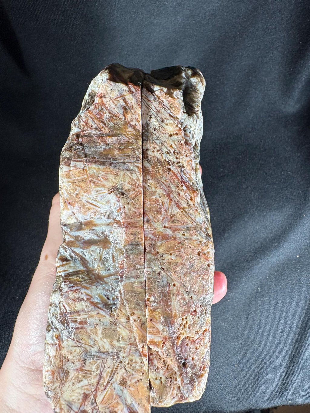 Stick Agate Geode Pair - Raw Needle Lattice