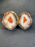 Natural Red Plume Agate Split Nodule Pair