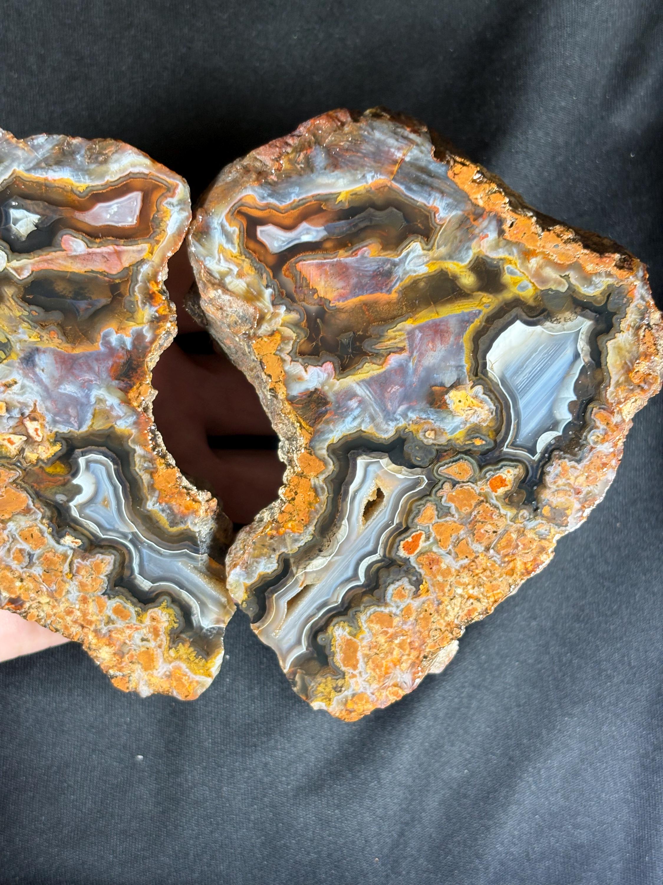 Stick Agate & Plume Geode Pair -  Collector Specimen from Ankara