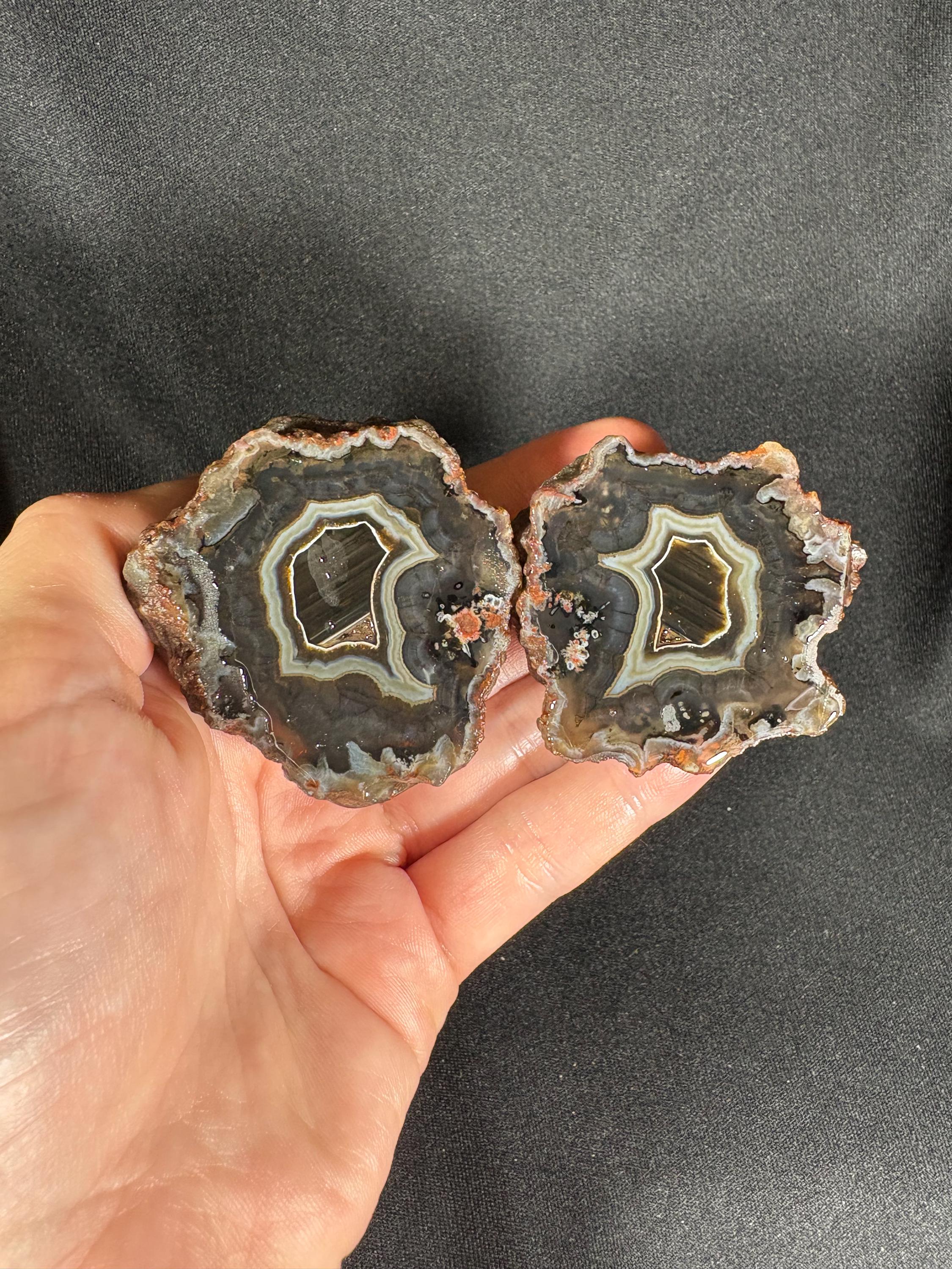 Rare Black Ankara Agate Pair