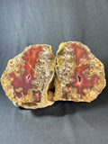 Natural Carnelian Agate Split Nodule Pair with Quartz Pocket