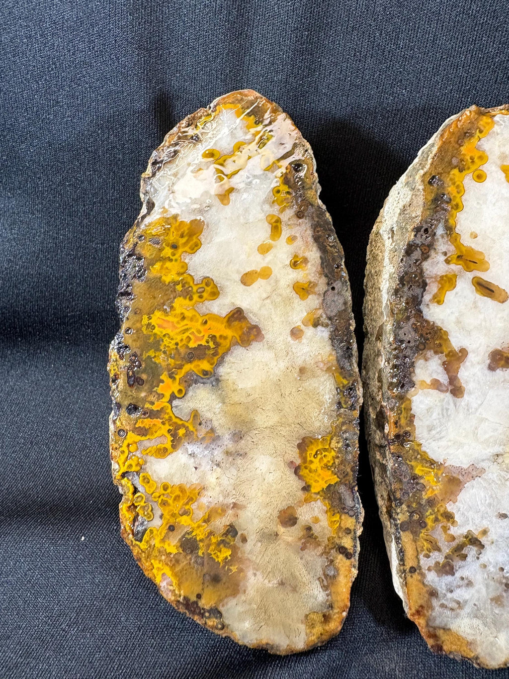 Natural Plume Agate Split Nodule Pair