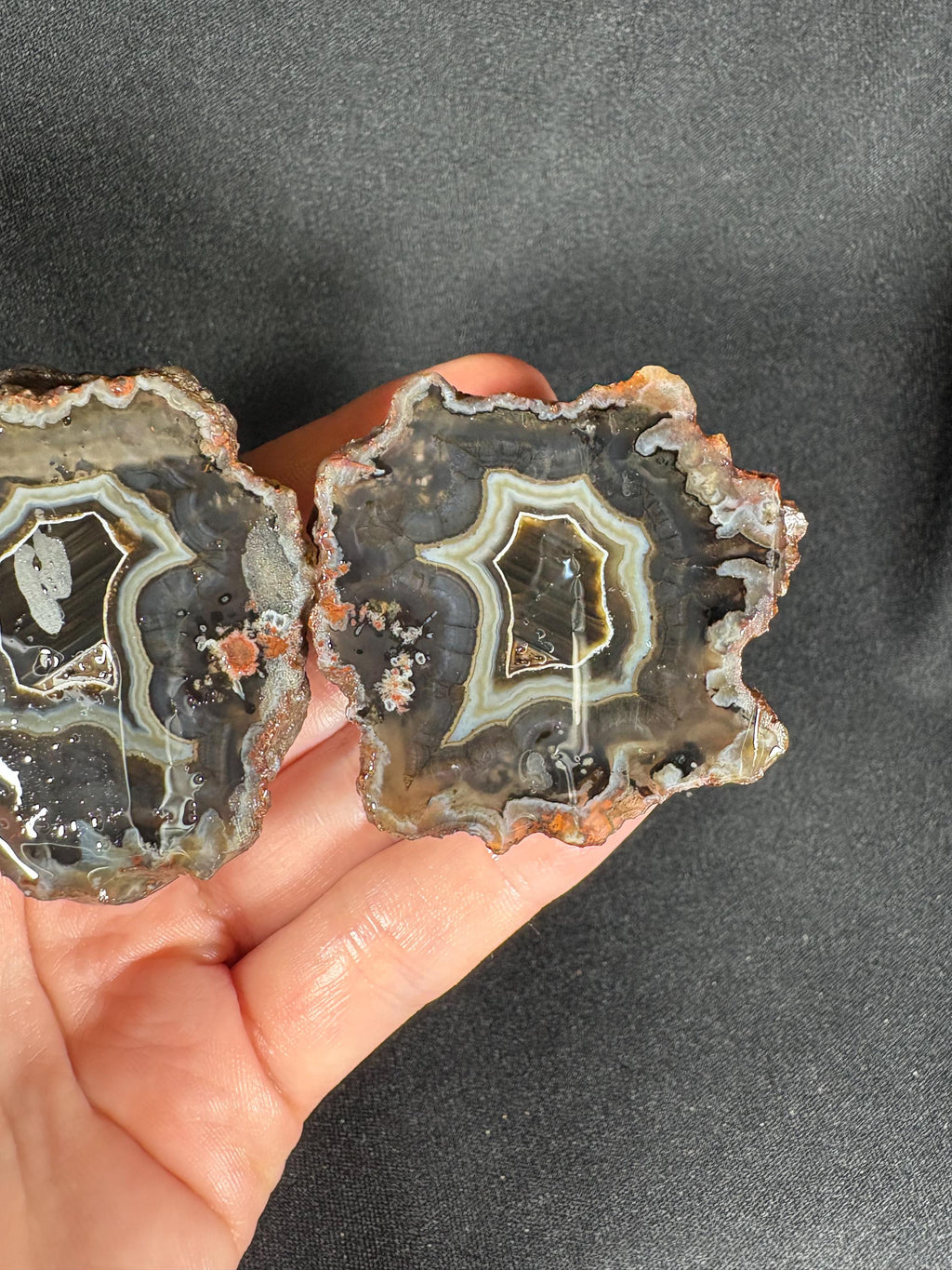 Rare Black Ankara Agate Pair