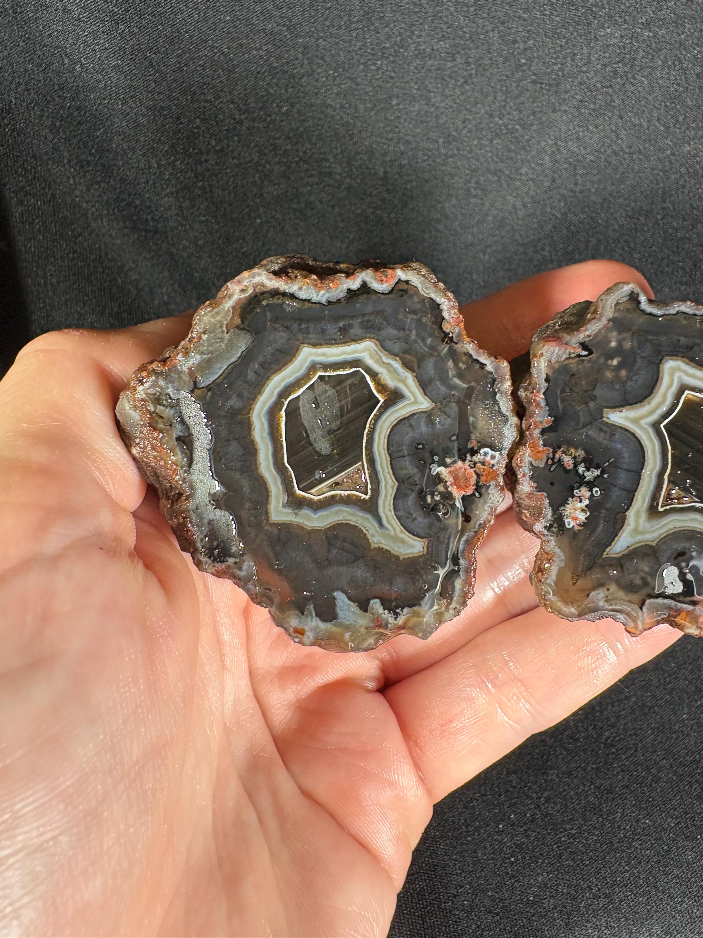 Rare Black Ankara Agate Pair