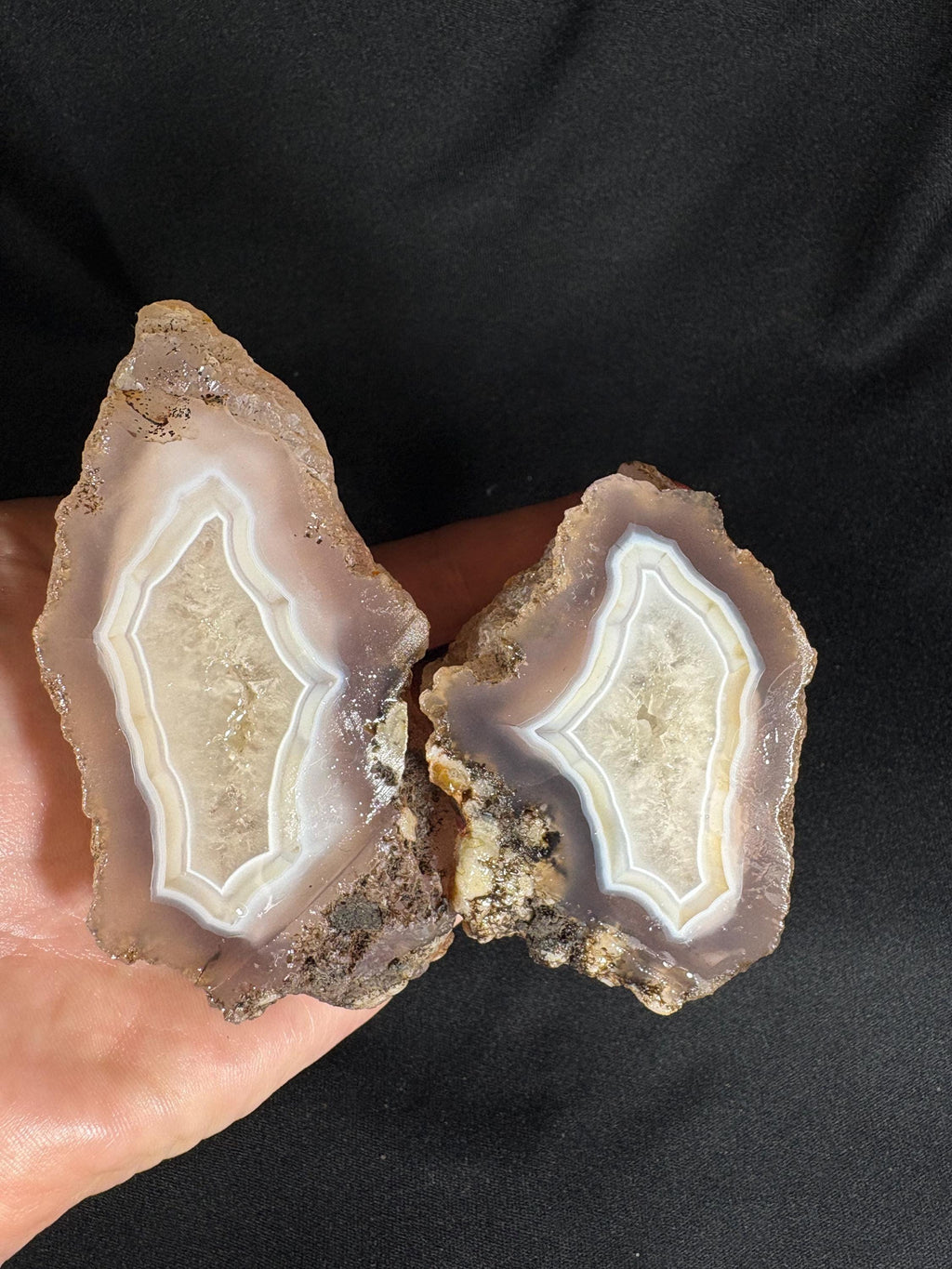 Lavender Agate Geode Pair - Soft Rose Chalcedony