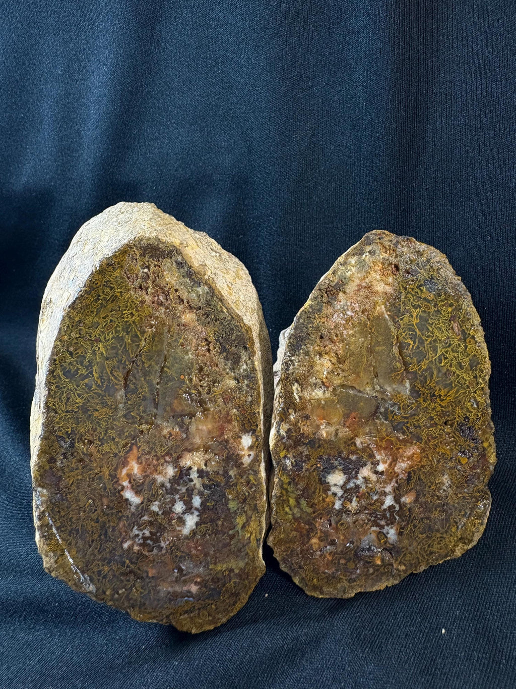 Natural Moss Agate Split Nodule Pair