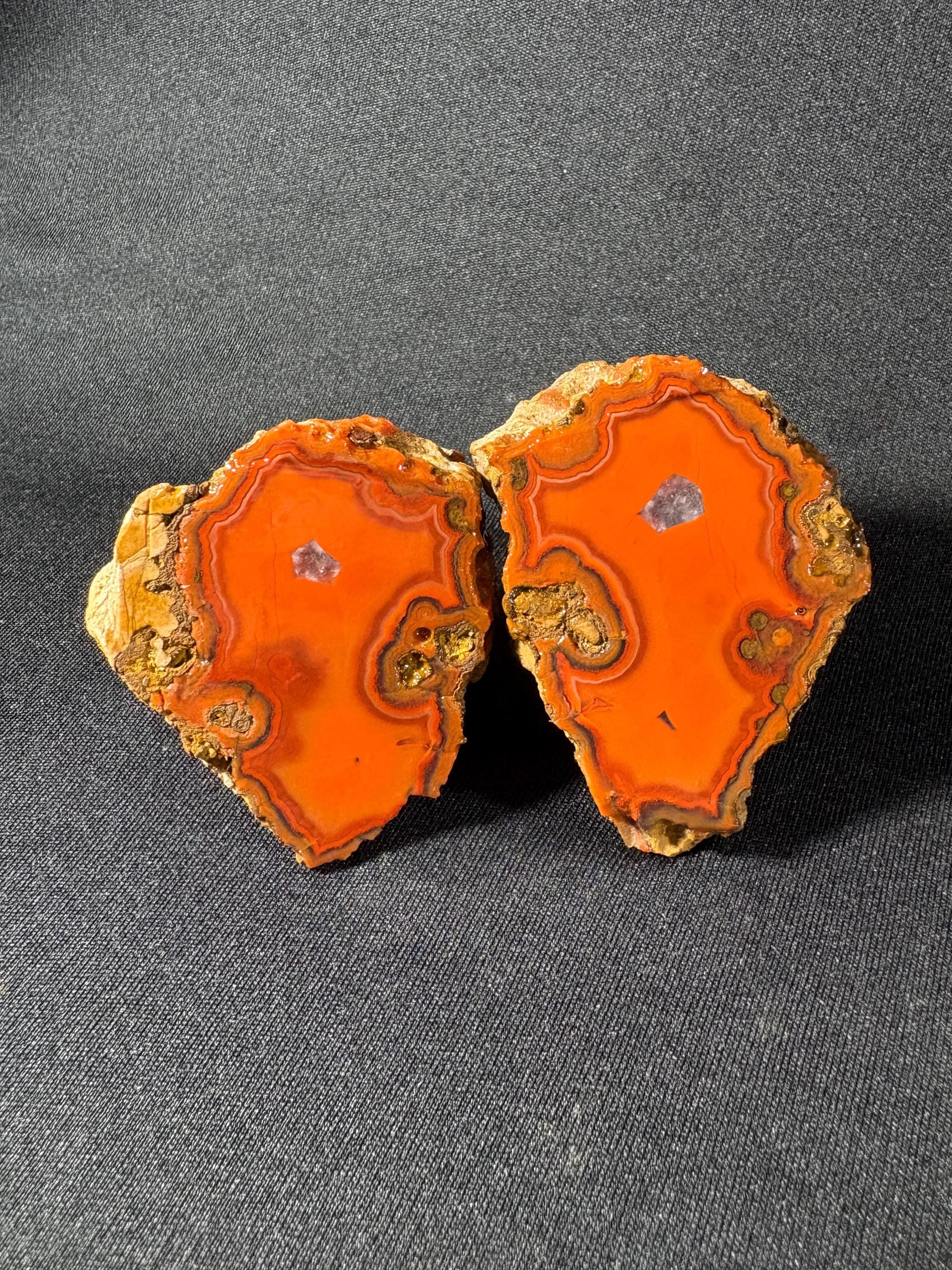 Electric Orange Orbicular Agate Pai