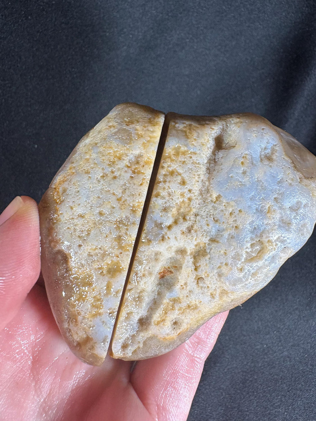 Banana Yellow Agate Geode Pair