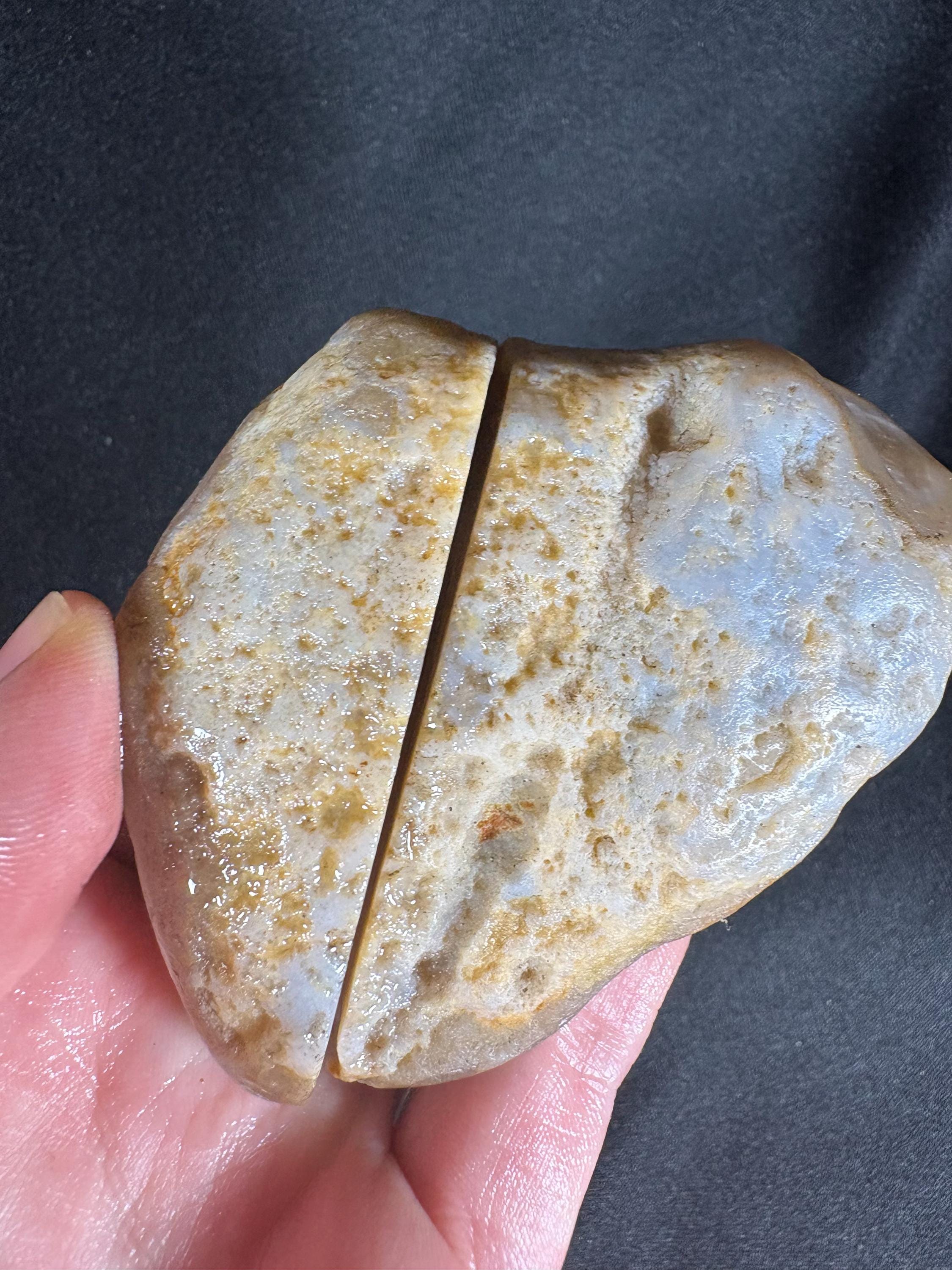 Banana Yellow Agate Geode Pair