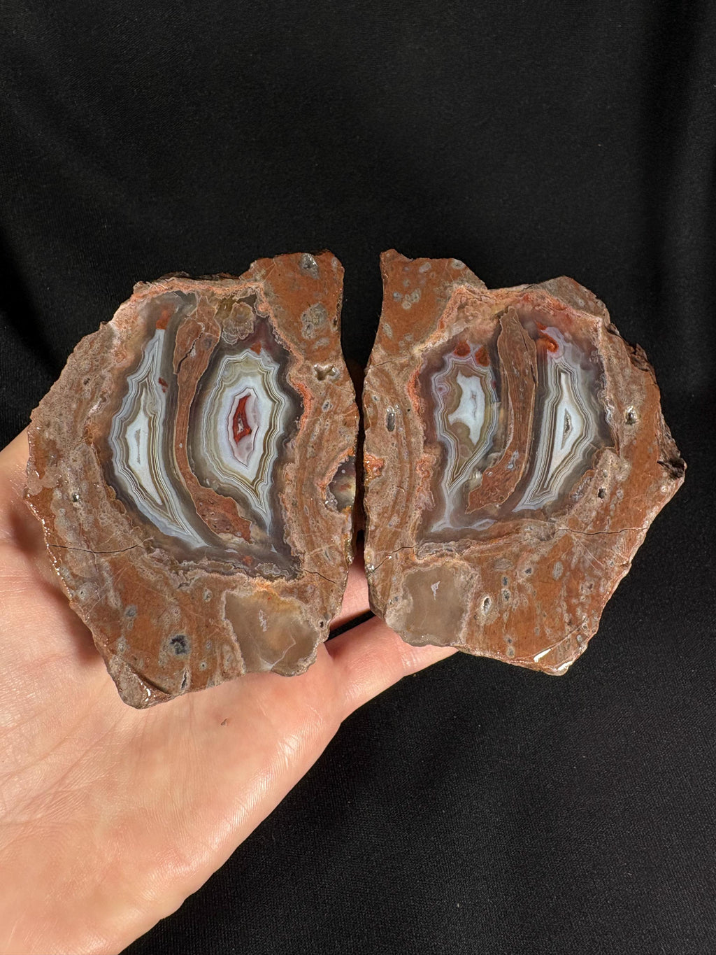 Turkish Banded Agate Geode Pair