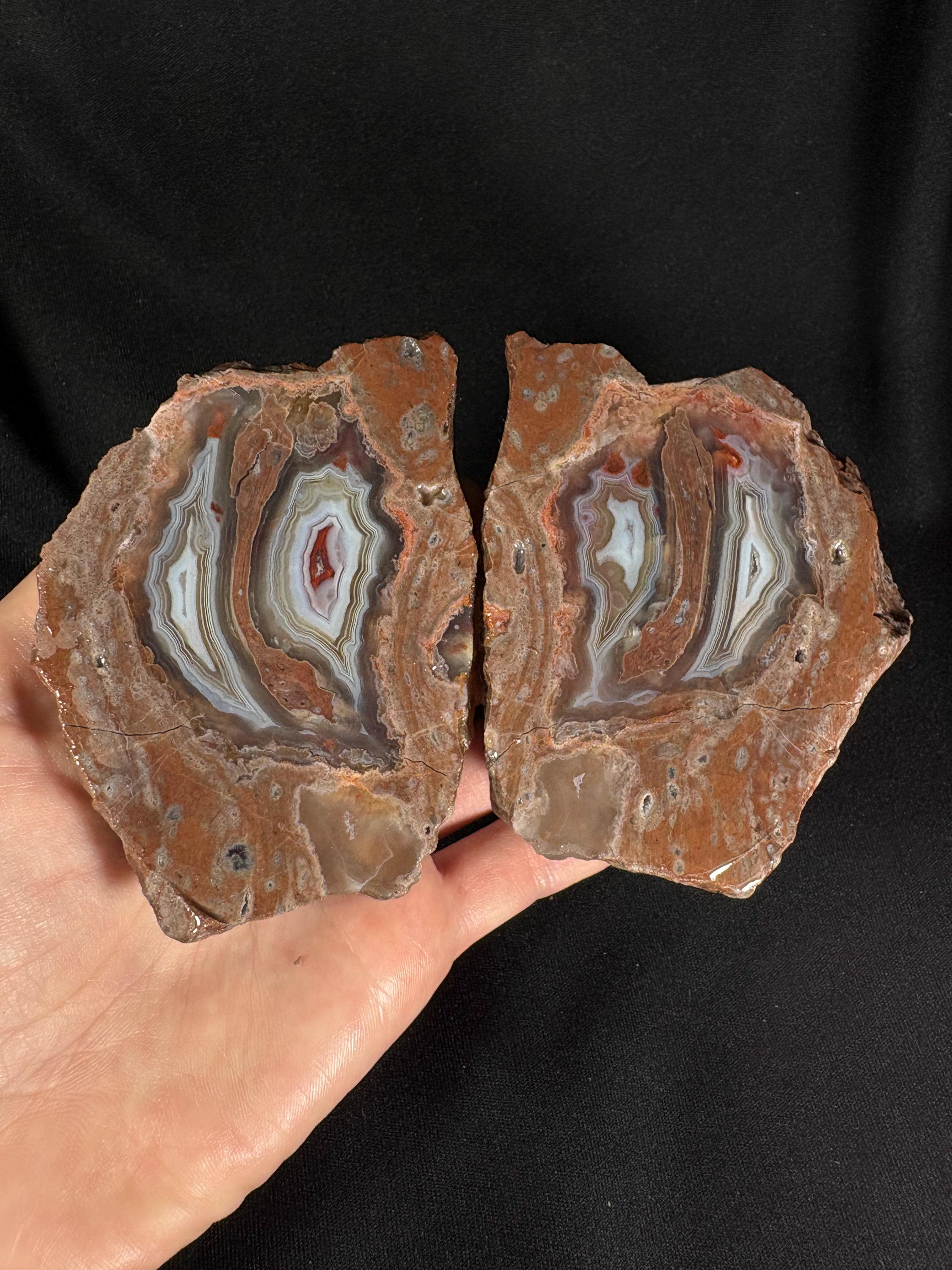 Turkish Banded Agate Geode Pair