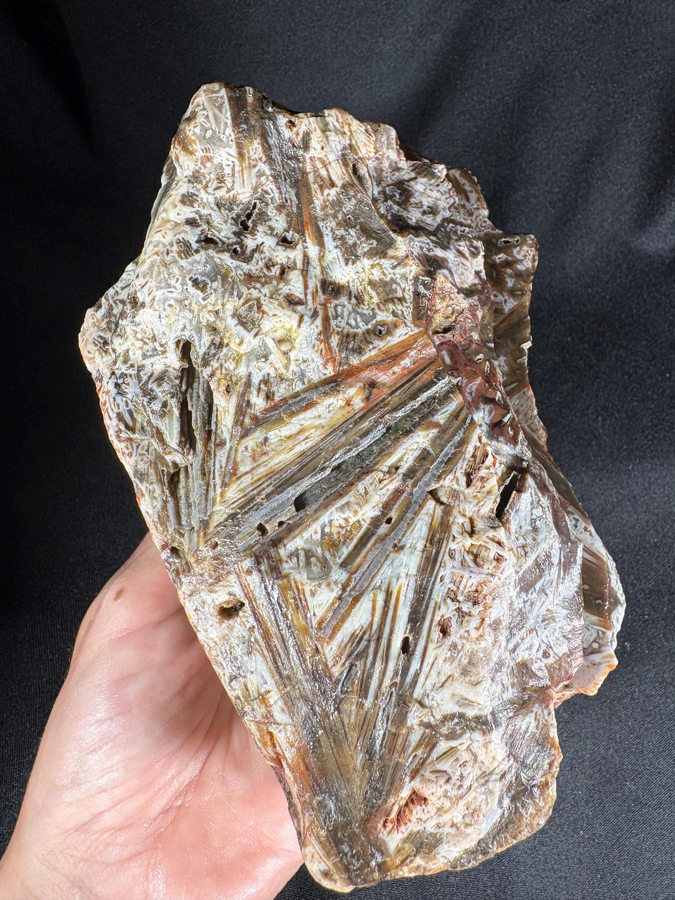 Stick Agate Geode Pair - Raw Needle Lattice
