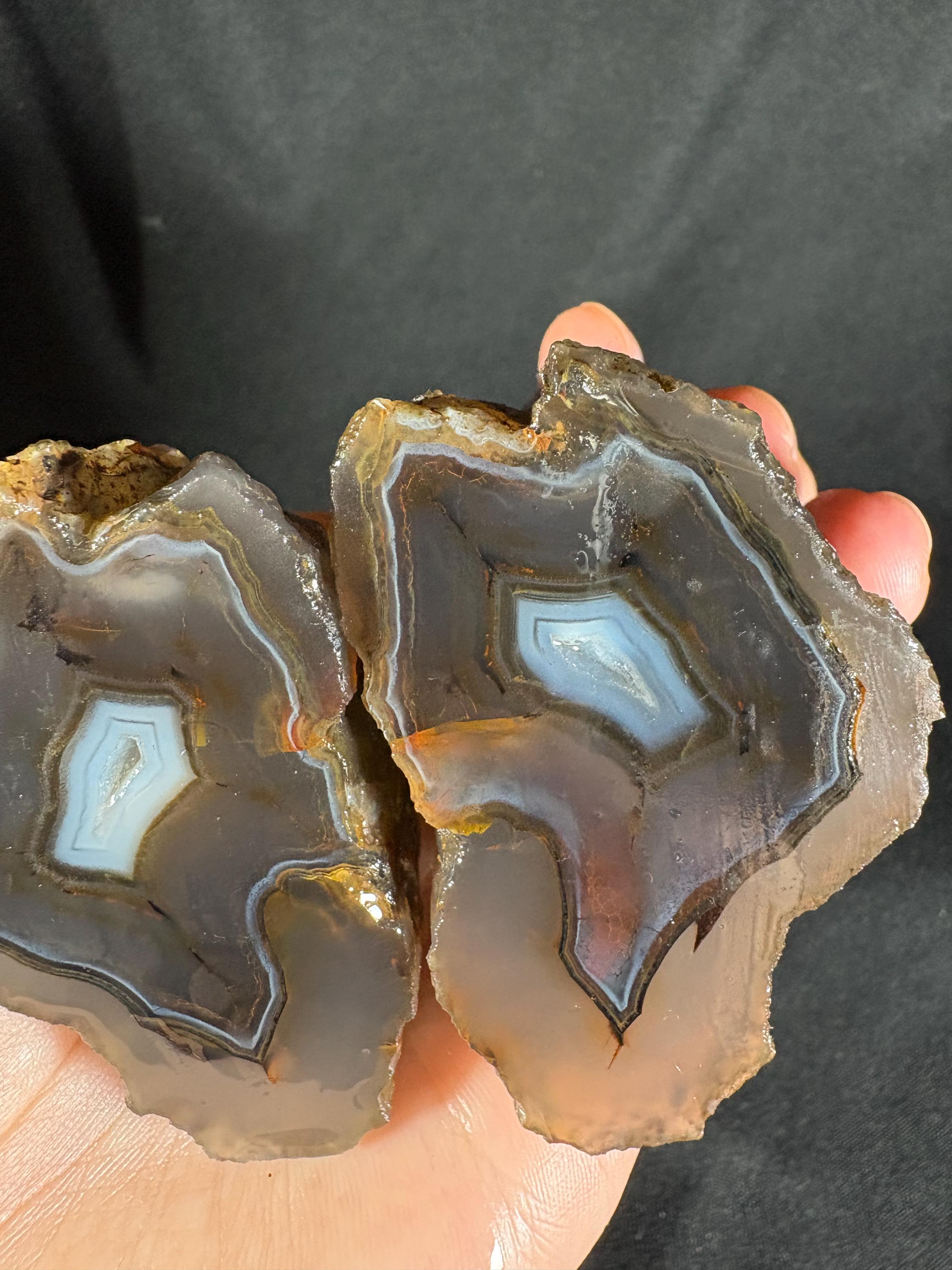 Banded Agate Geode Pair
