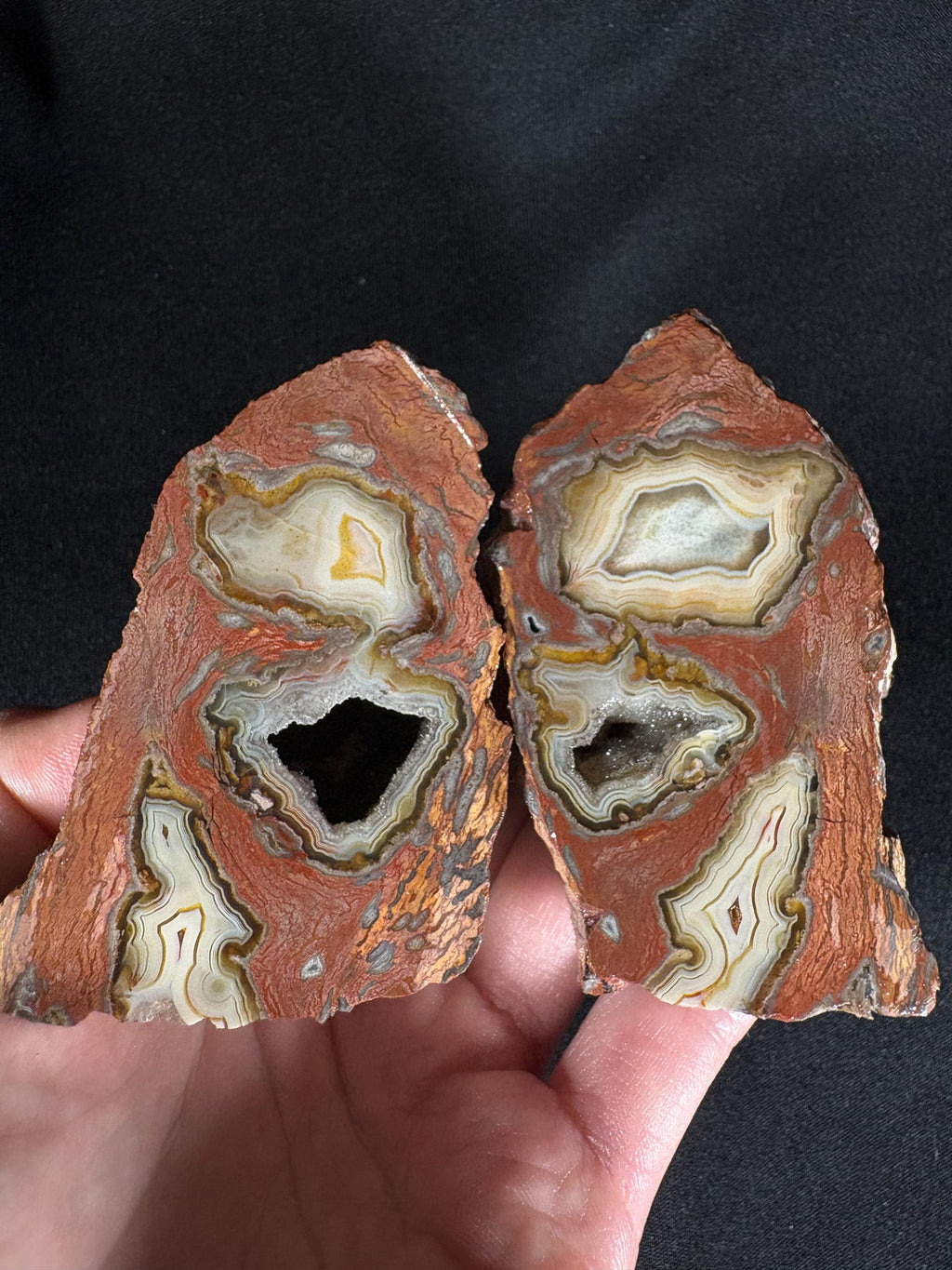 Turkish Triangular Agate Geode Pair - Geometric Fortification