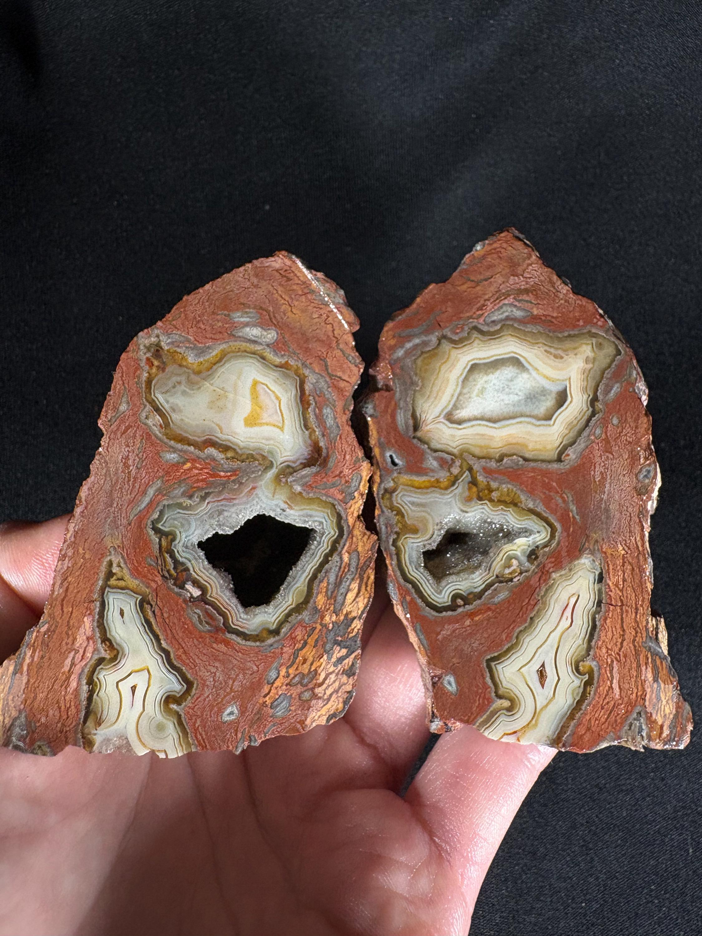 Turkish Triangular Agate Geode Pair - Geometric Fortification