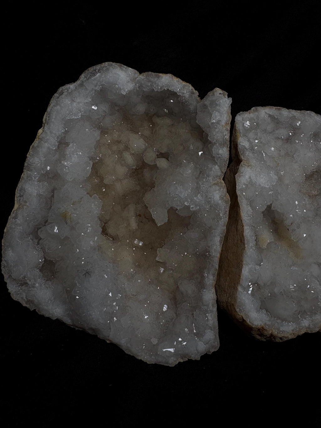 Quartz Geode Pair - Master Healer Crystal Display - Raw Natural Spiritual Transformation Stone