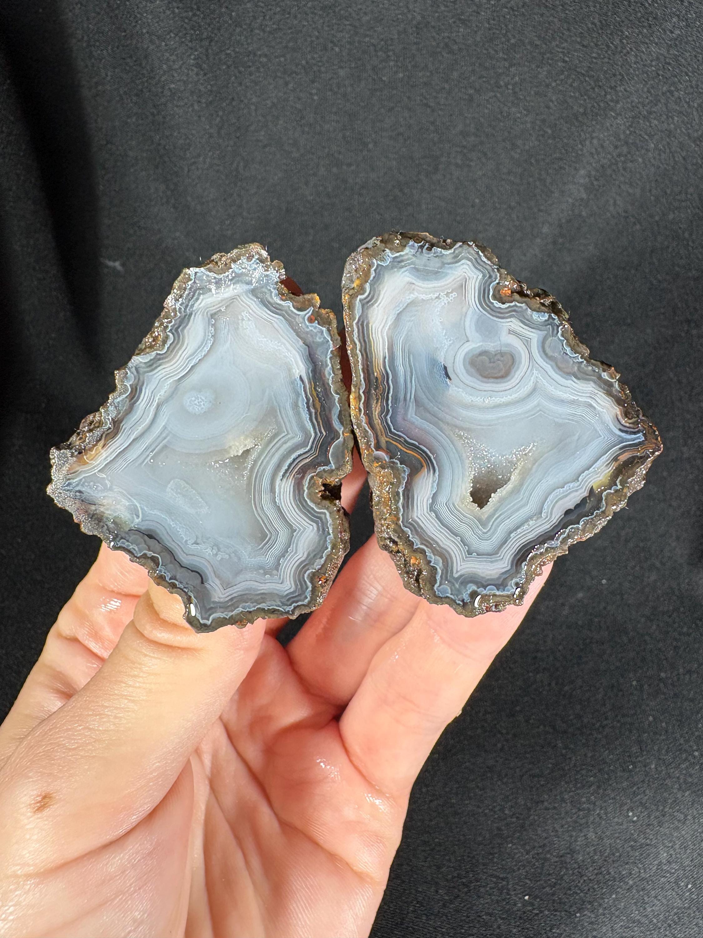 Ankara Blue Ice Agate Pair